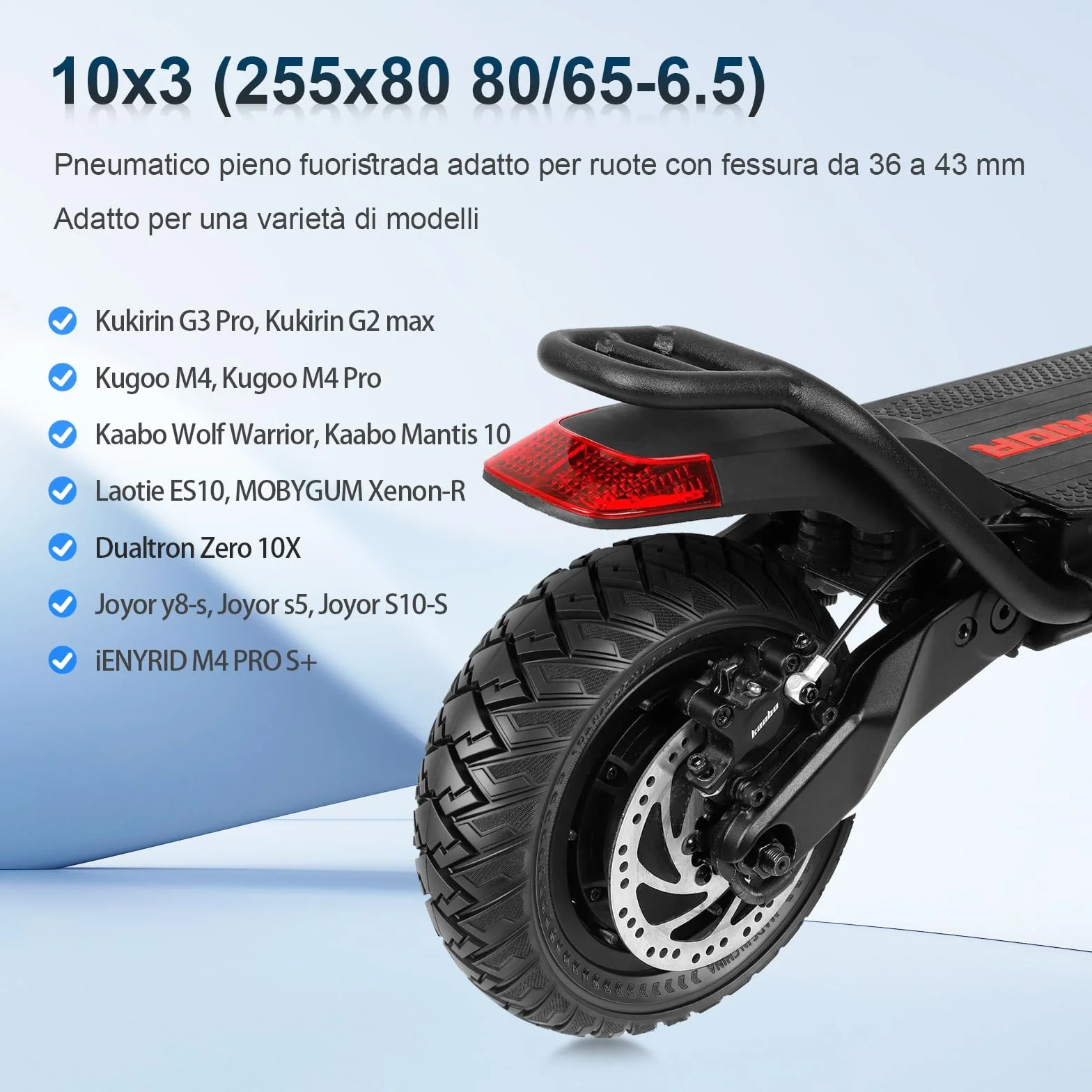 10 x 3 pneumatici in gomma piena, 255 x 80 (80/65 – 6), pneumatici solidi per Kukirin G3 Pro/G2 max/Kugoo M4 pro/Kaabo Wolf Warrior/Mantis 10/Dualtron Zero 10 X scooter elettrico antiscivolo