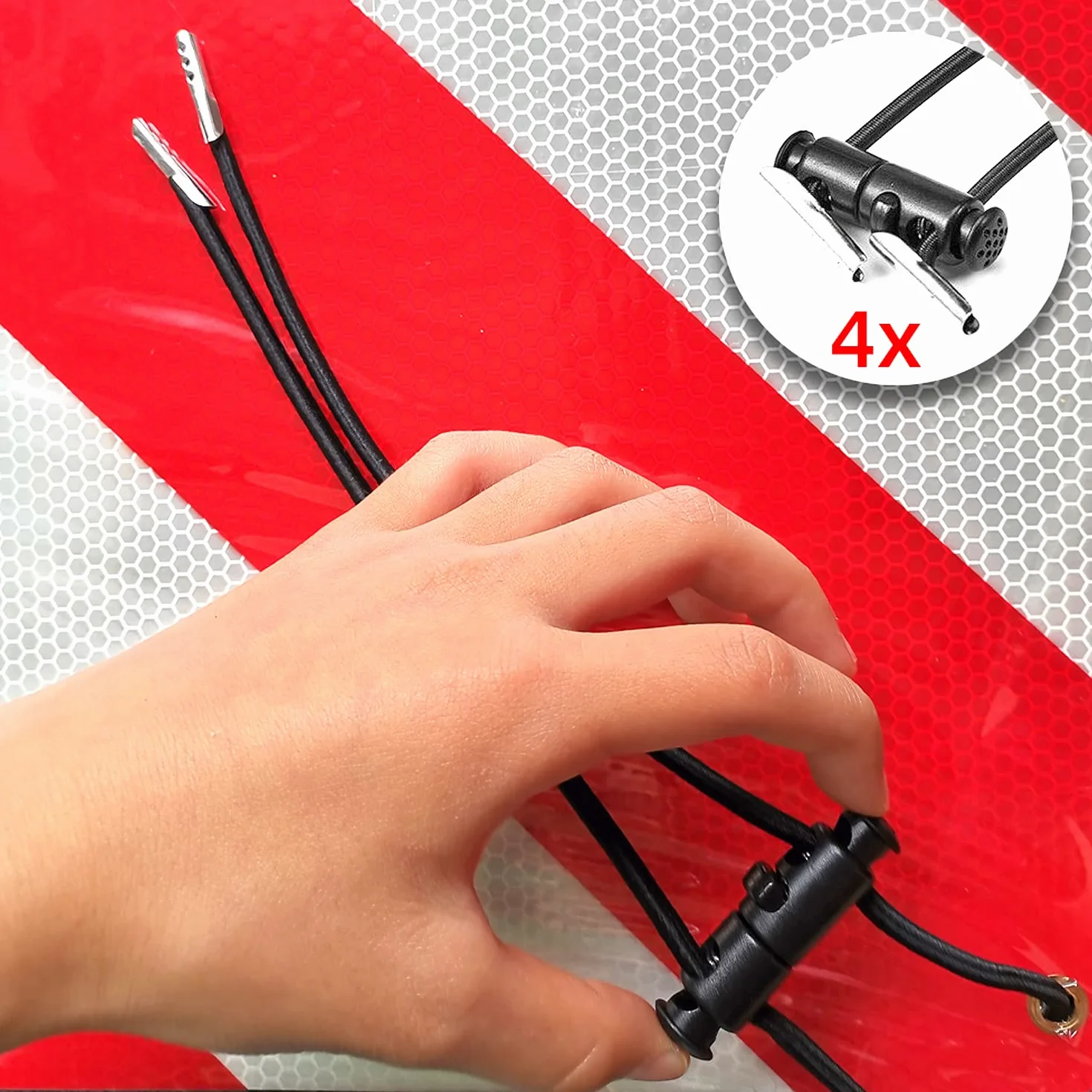 Segnale d'avvertenza riflettente alluminio 50 x 50 cm 2 in 1 per Italia e Spagna con cinghie di fissaggio