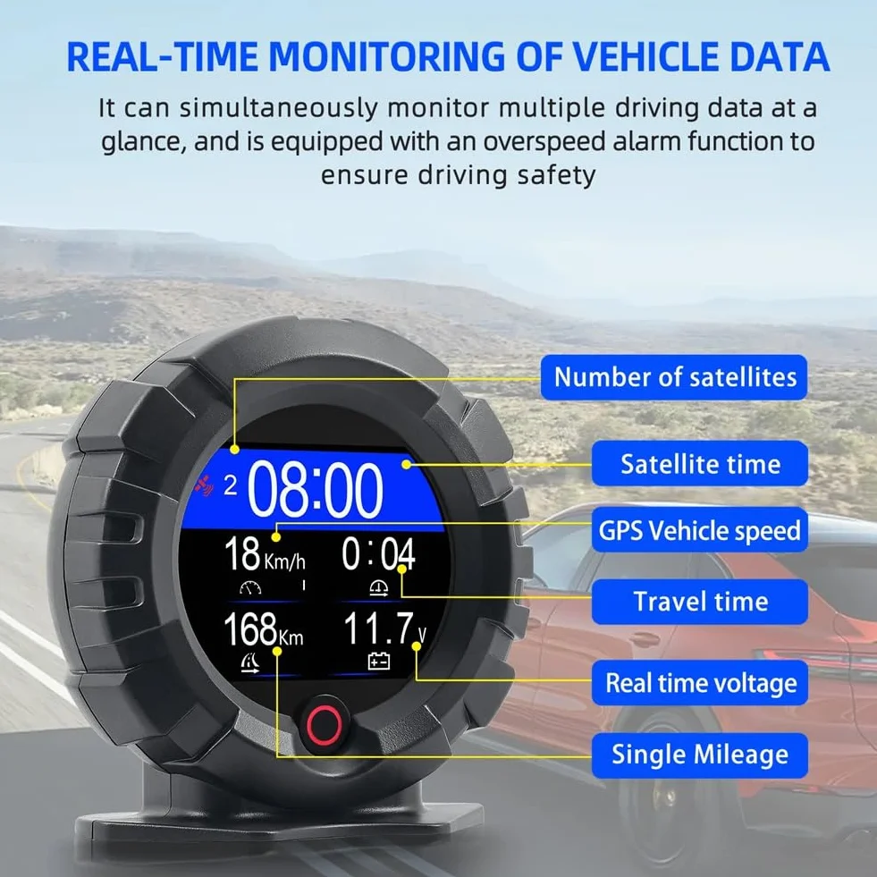 X95 Display GPS Head Up per Auto Fuoristrada - Inclinometro Digitale, Tachimetro e Misuratore di Pendenza