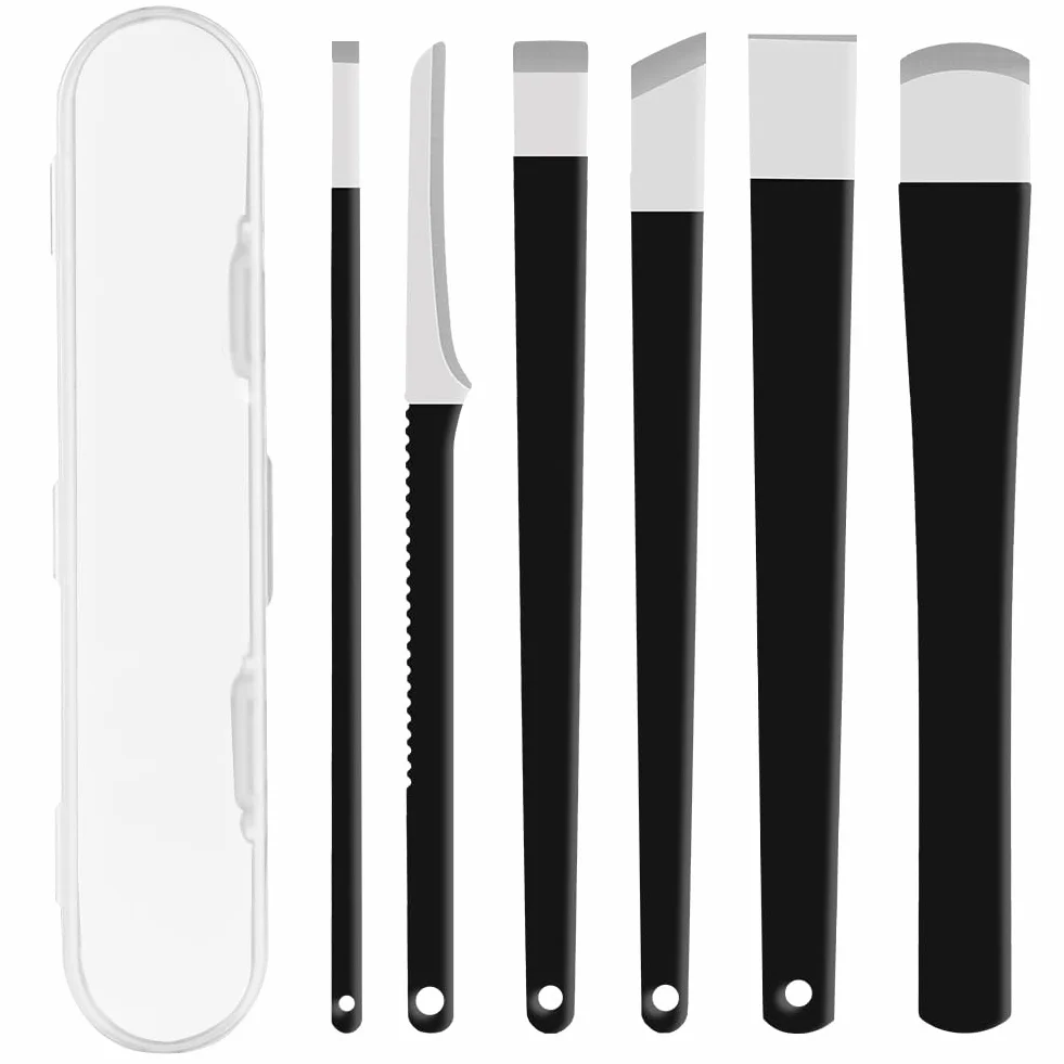 LOPHE Set Pedicure Professionale Acciaio Inox 6 Pezzi Kit Coltelli con Custodia Rimuovere Calli Pelle Morta