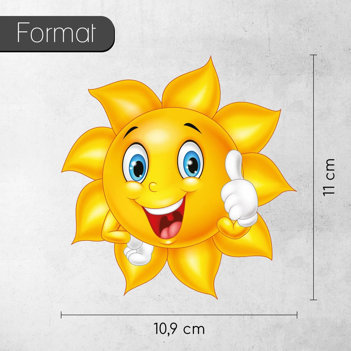 younikat Adesivo Smil Sole 11 cm I Adesivo Protezione UV Resistente alle intemperie I Valigia Caravan Camper Divertente Buonumore Estate I kfz734