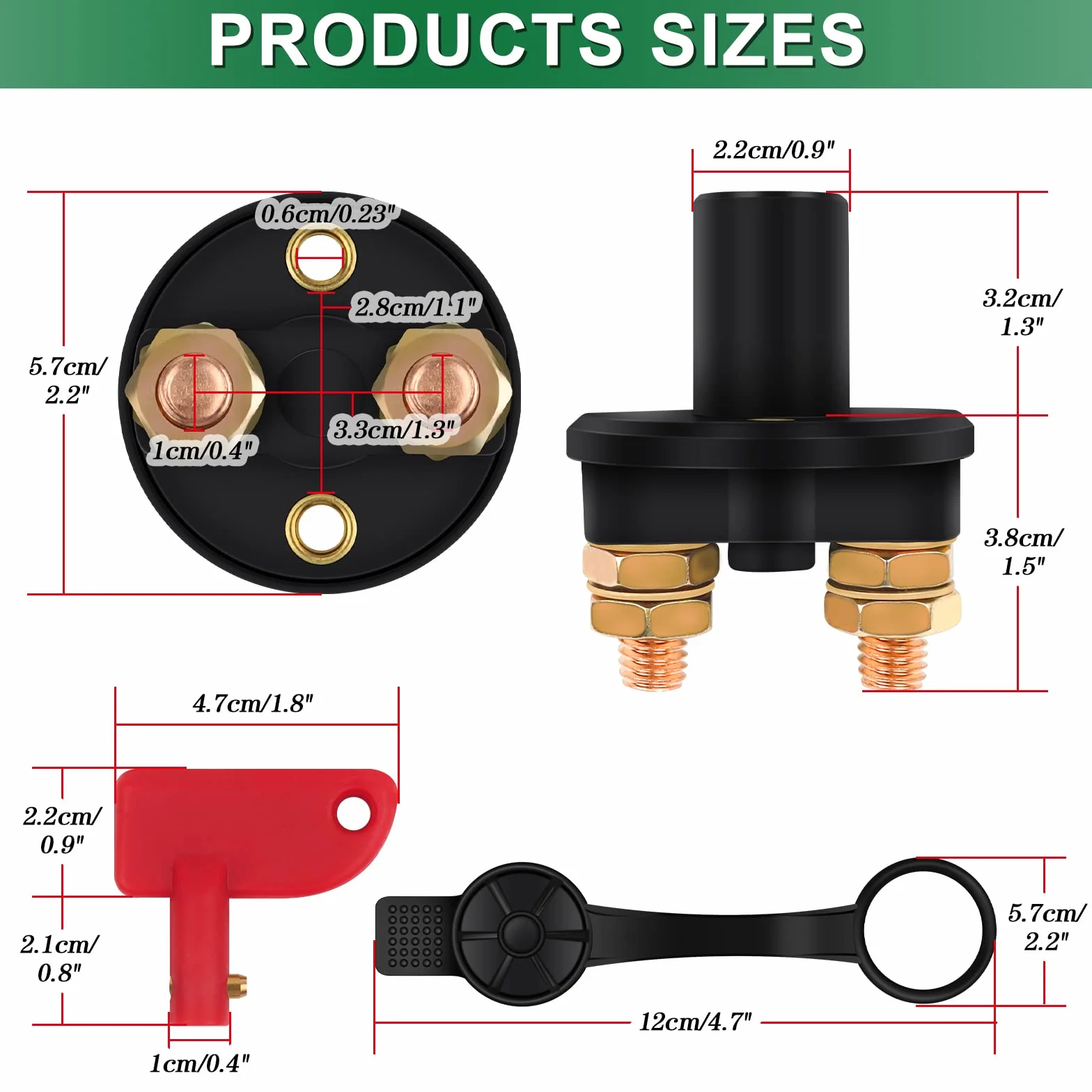 Bolatus Batteria Principale Interruttore 12V / 24V Staccabatteria Marino Cut off interruttore per Auto Moto Marine Camion Barca