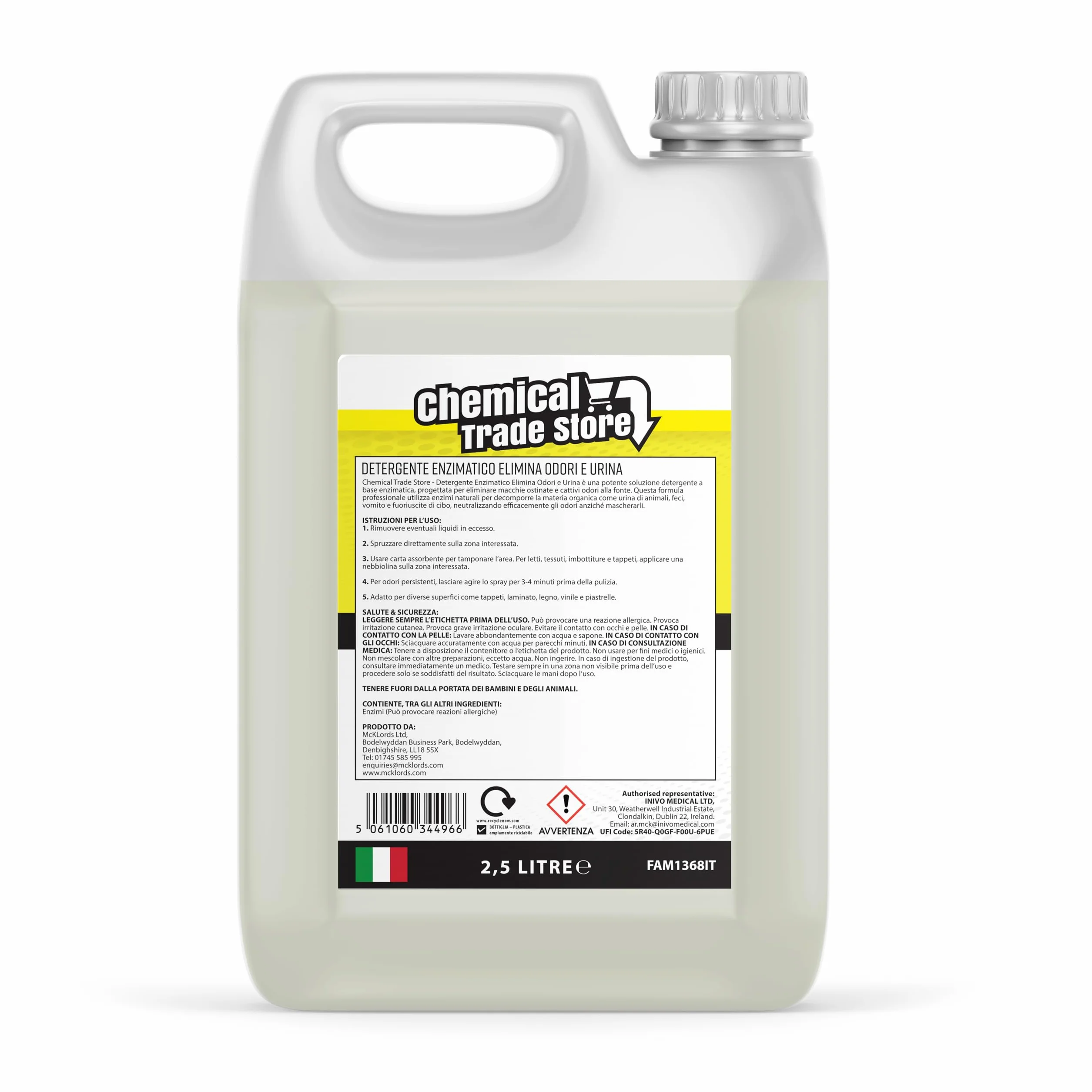 Rimuovi Odori & Urina Enzimatico 2,5 L - Eliminatore Professionale Macchie Odori Animali Domestici