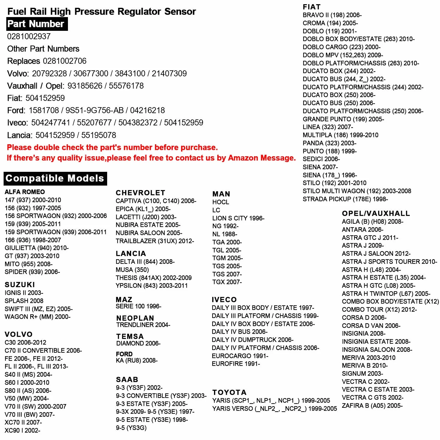 YAOPEI Sensore di Pressione per Auto 0281002706