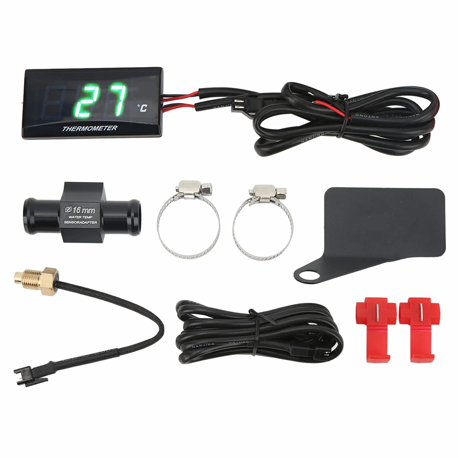 Misuratore di temperatura dell'acqua LCD sottile universale DC12V per gli appassionati di moto con display di definizione (Green Backlight)