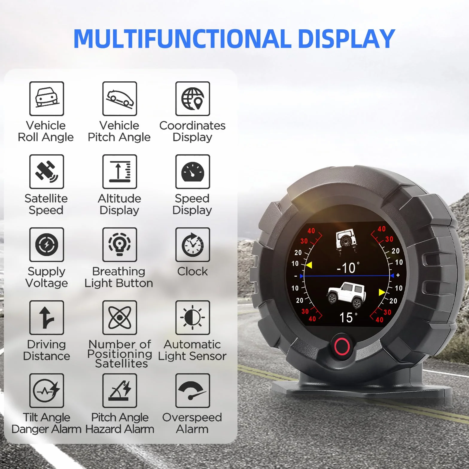 Head Up Display Auto GPS HUD 4x4 off-Road Inclinometro Angolo di Pendenza velocità Satellite Timing Accessori Multifunzione