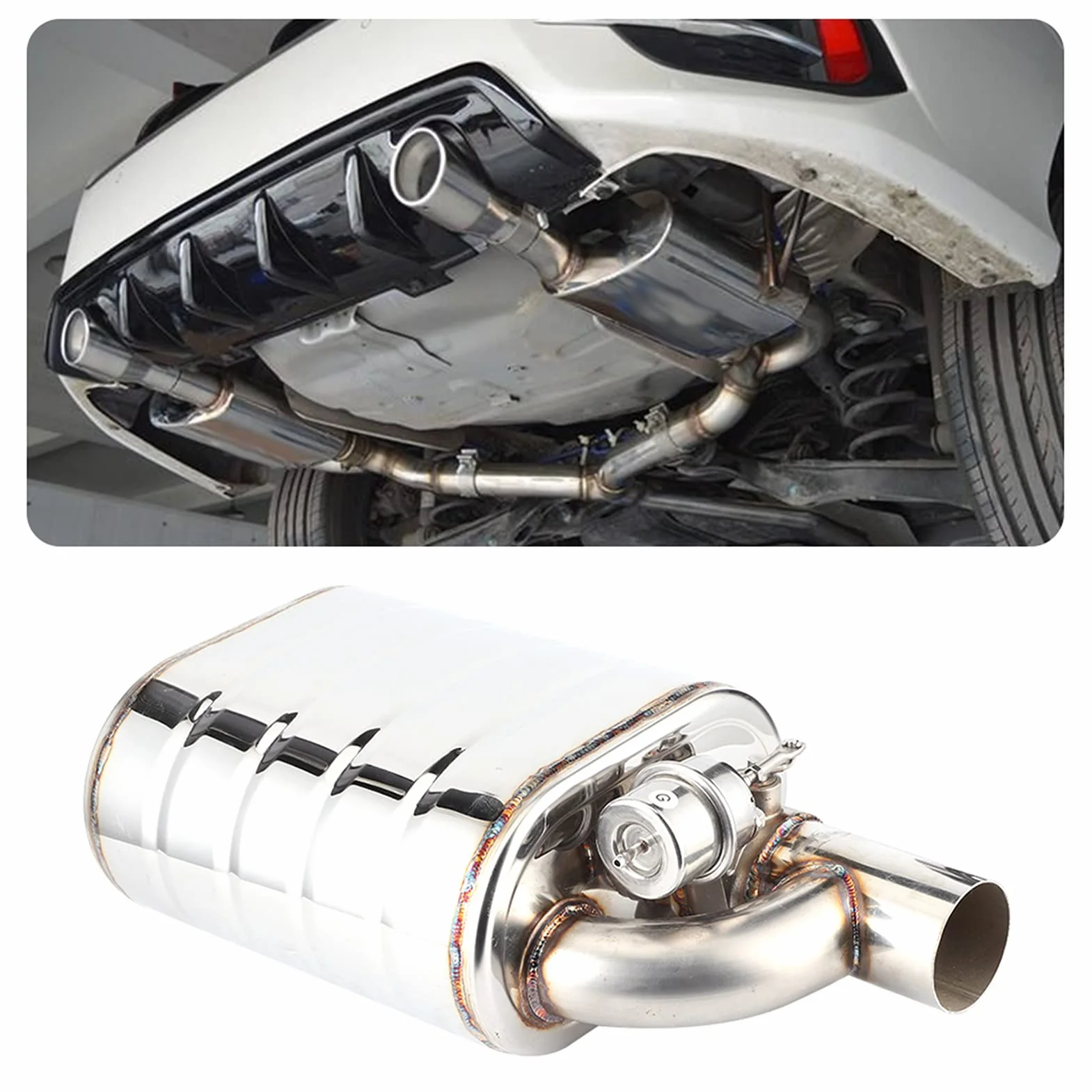 AMONIDA Valvola di Scarico Elettrica per Auto, Valvola di Scarico Elettrica per Auto Universale da 63 Mm Silenziatore Variabile per Tubo della Pompa del Vuoto del Dispositivo con Porta