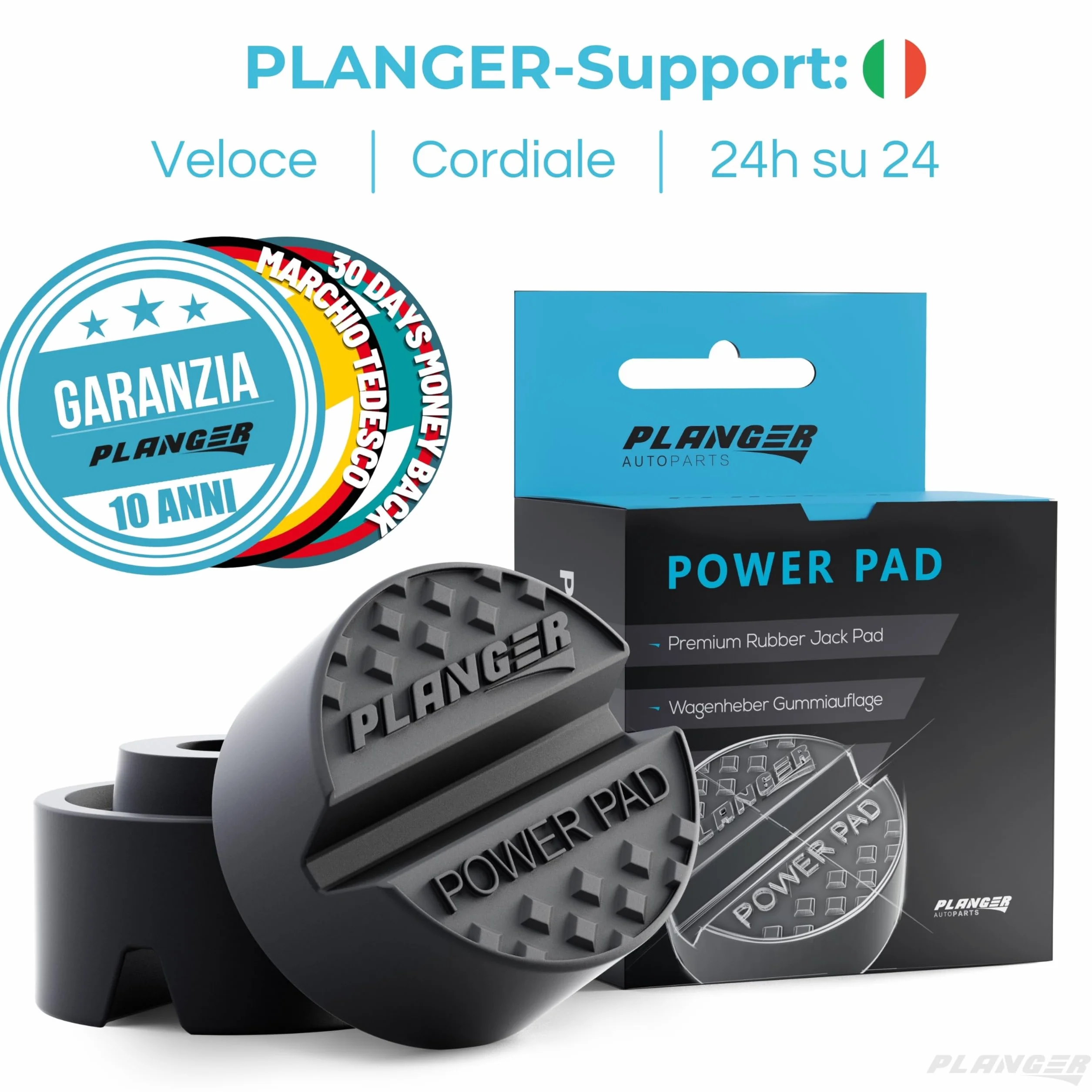 PLANGER® Power Pad Tampone in Gomma per Cric Antiscivolo Idraulico Auto Attrezzi Officina
