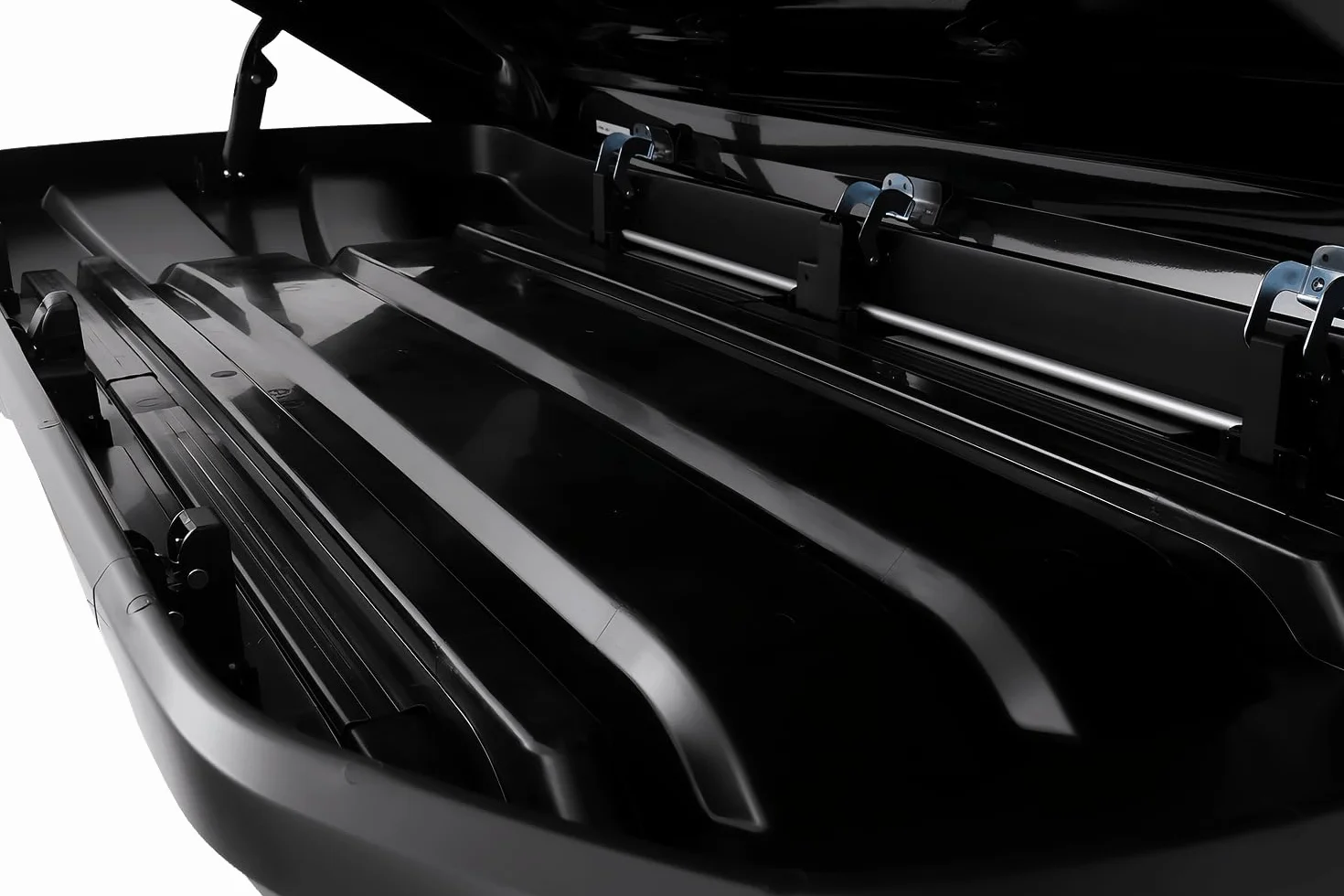 Box da Tetto Skugga L 660 Nero Lucido 300 Litri, Portabagagli Auto Aerodinamico Basso 28 cm, Portata 75 kg con Apertura Bidirezionale e Perfect System
