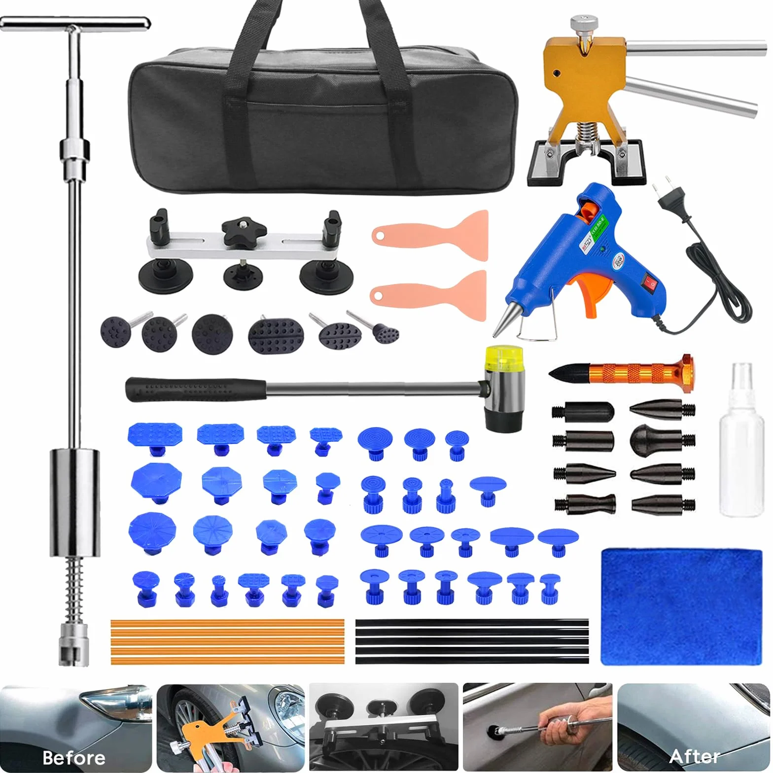 Riparazione di Ammaccature Auto Kit,Riparazione ammaccature Strumento per la rimozione ammaccature Utilizzato per Riparare ammaccature sulla Superficie di Automobili Porte e frigoriferi (Gold)