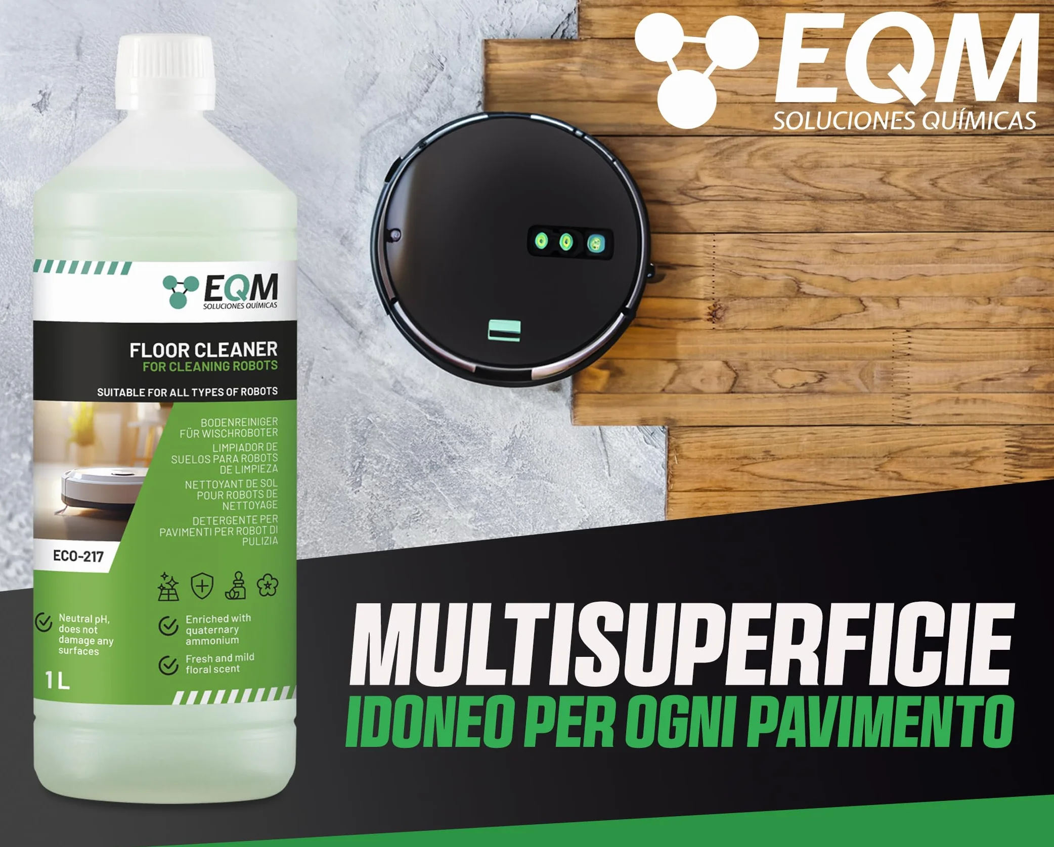 EQM ECO-217 Detergente per Robot Lavapavimenti 1L pH Neutro