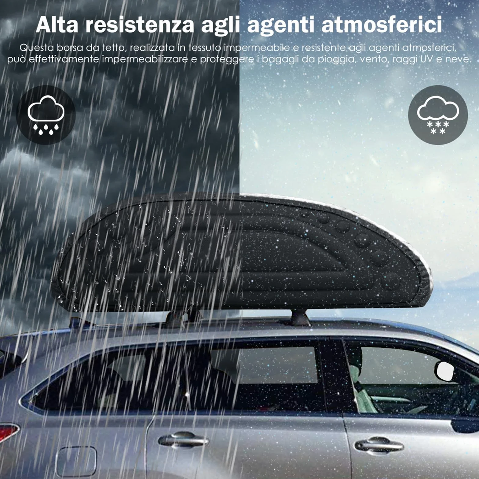 COSTWAY Borsa da Tetto per Auto Impermeabile 14Cu.Ft/400L, Box Tetto Universale Pieghevole con Borsa+ 4 Cinghie Rinforze+ 4 Ganci, Portabagagli per Tutti i Veicoli con/senza Barre Portapacchi