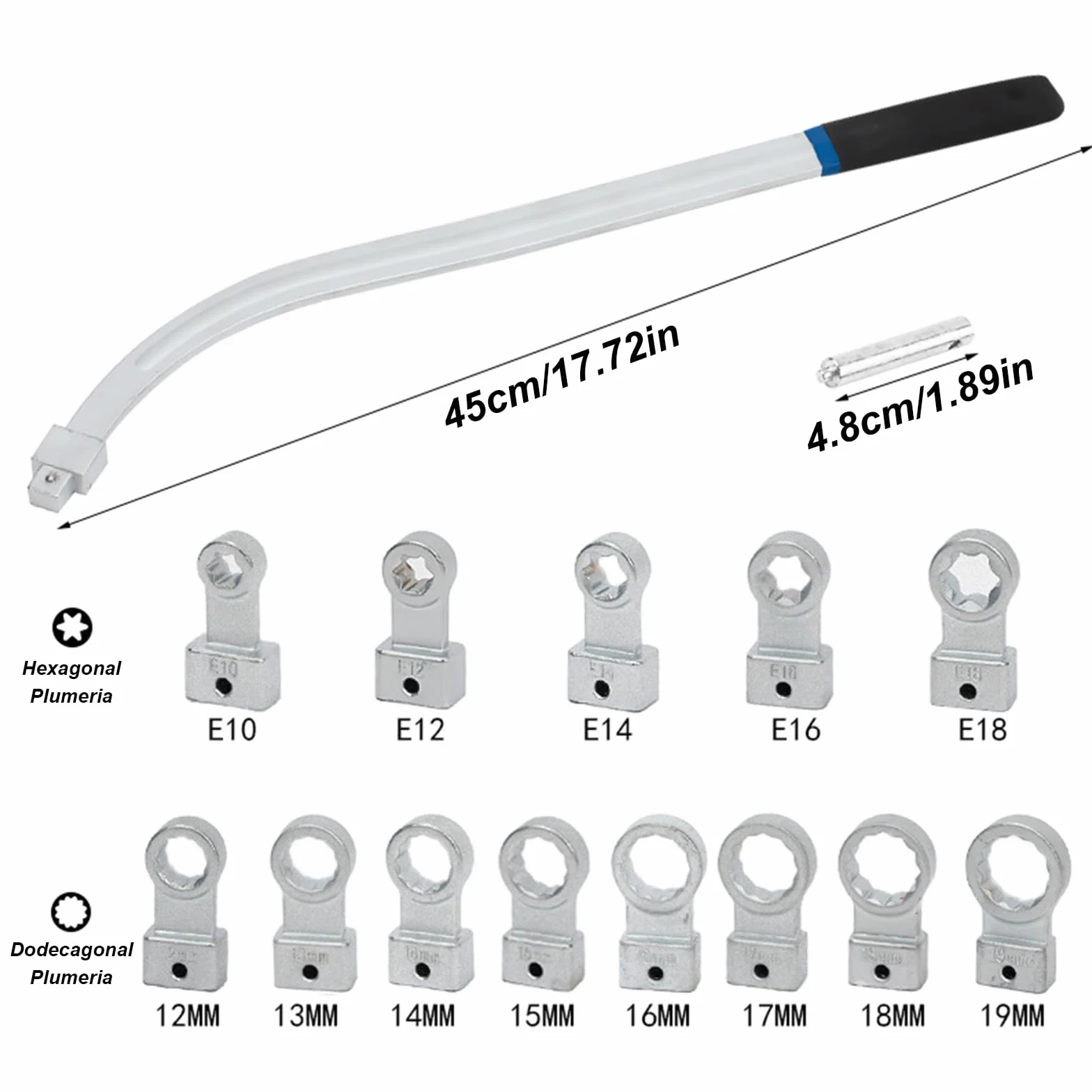 Set di 15 chiavi per cintura, 45 cm, regolabile, tendicinghia del motore, con Torx e prese a 12 punti, per riparazioni automobilistiche