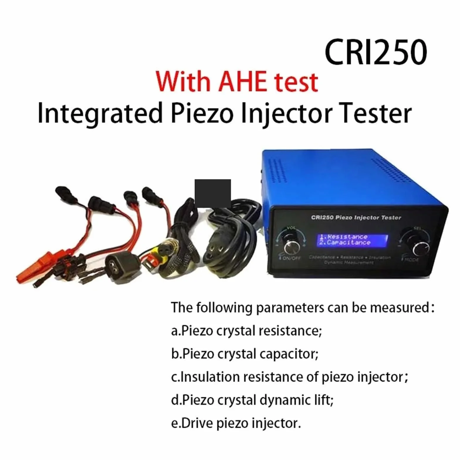 Tester per iniettori CRI250 Tester del flusso d'aria 'iniettore Common Rail piezoelettrico for test di resistenza, capacità, resistenza di isolamento AHE Prova di pressione di apertura, prova di tenut
