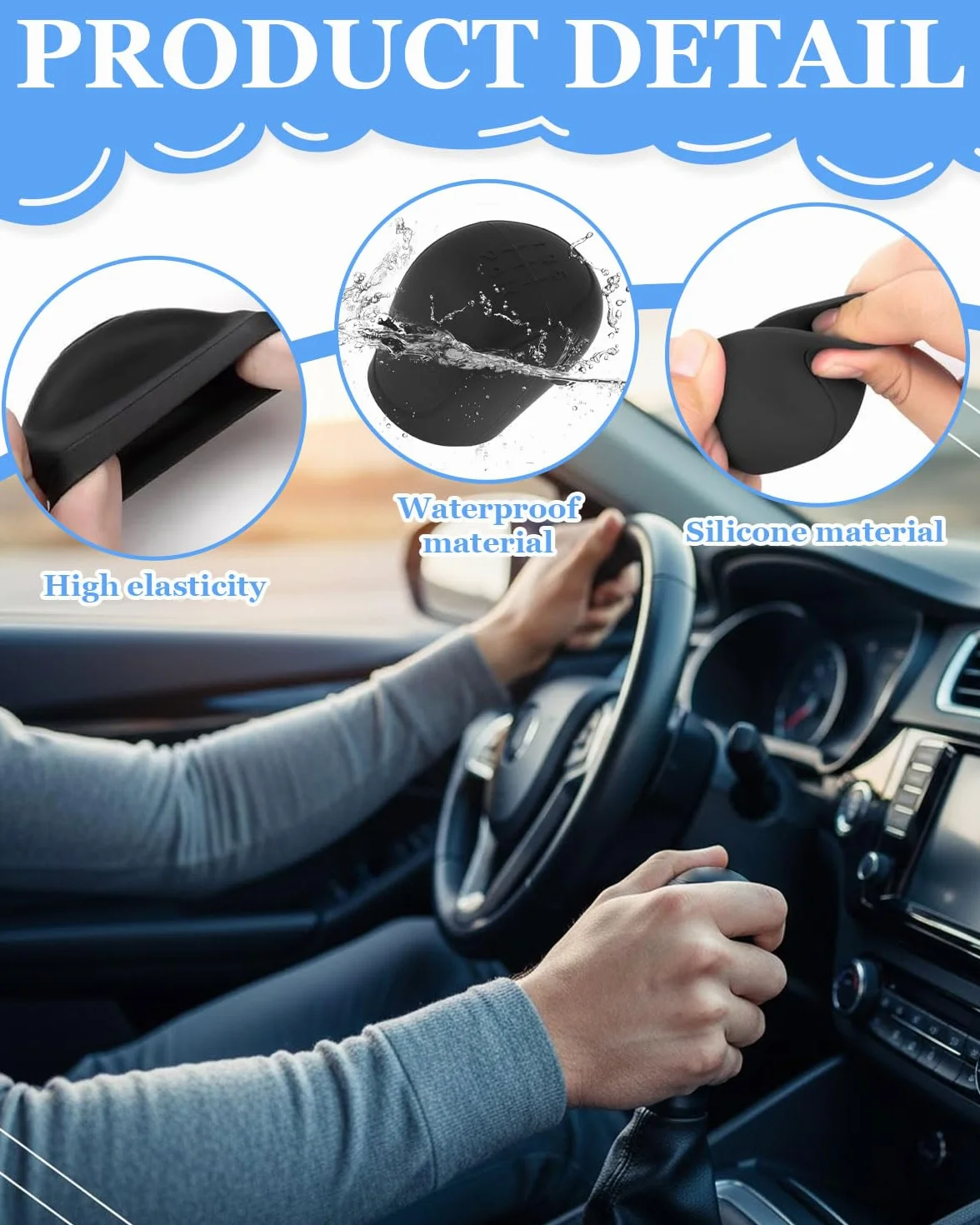 Copri Pomello Leva Cambio Auto 5 Marce Universale Antiscivolo Resistente Usura Nero