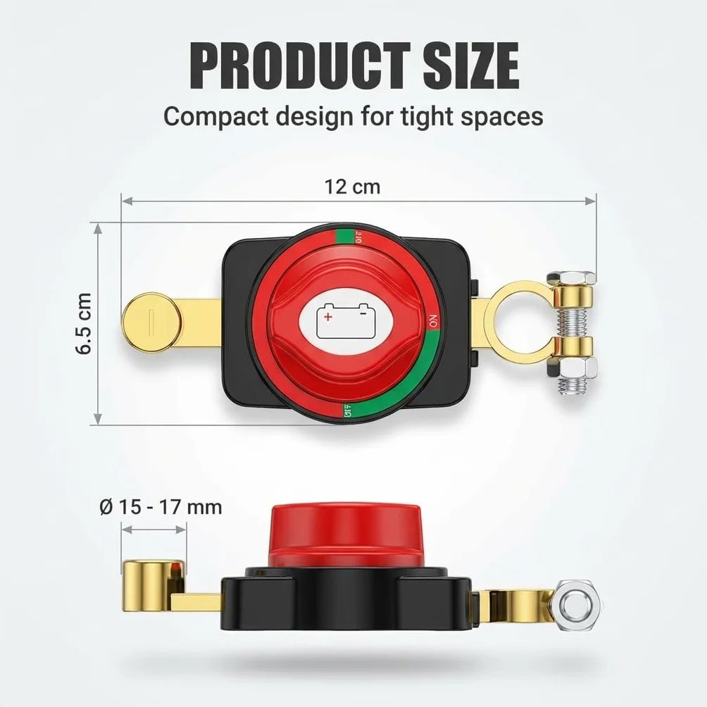 Interruttore Stacca Batteria 12V–48V 300A, Sezionatore Impermeabile per Auto, Camper, Barca, Yacht, Moto, Camion e Caravan, Interruttore Principale Batteria Sicuro e Affidabile