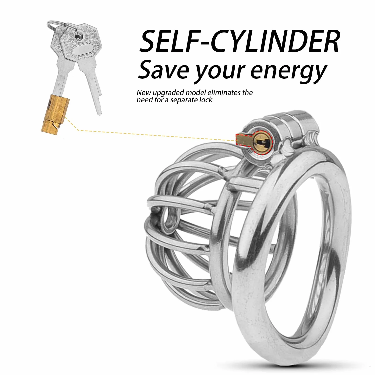 BDSMJOY Chastity Cage in Acciaio Inossidabile per Uomo, Gabbia Castità Φ50mm