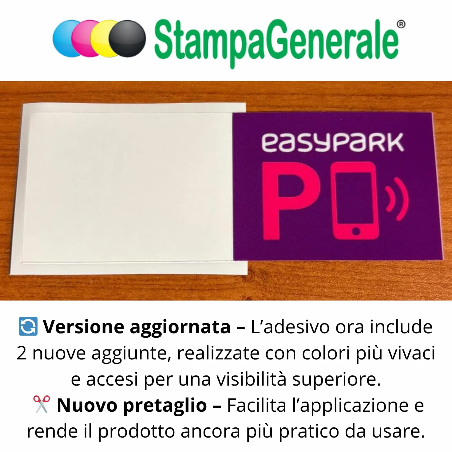 Adesivi EasyPark in PVC 5,5x4 cm per Parcheggio App - StampaGenerale
