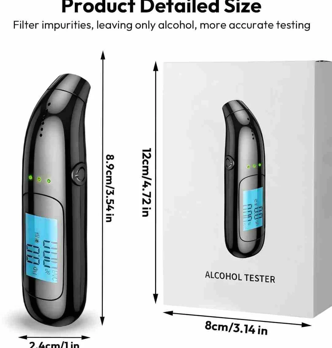 Etilometro Portatile Certificato Professionale con Display LCD e Chip ad Alta Sensibilità