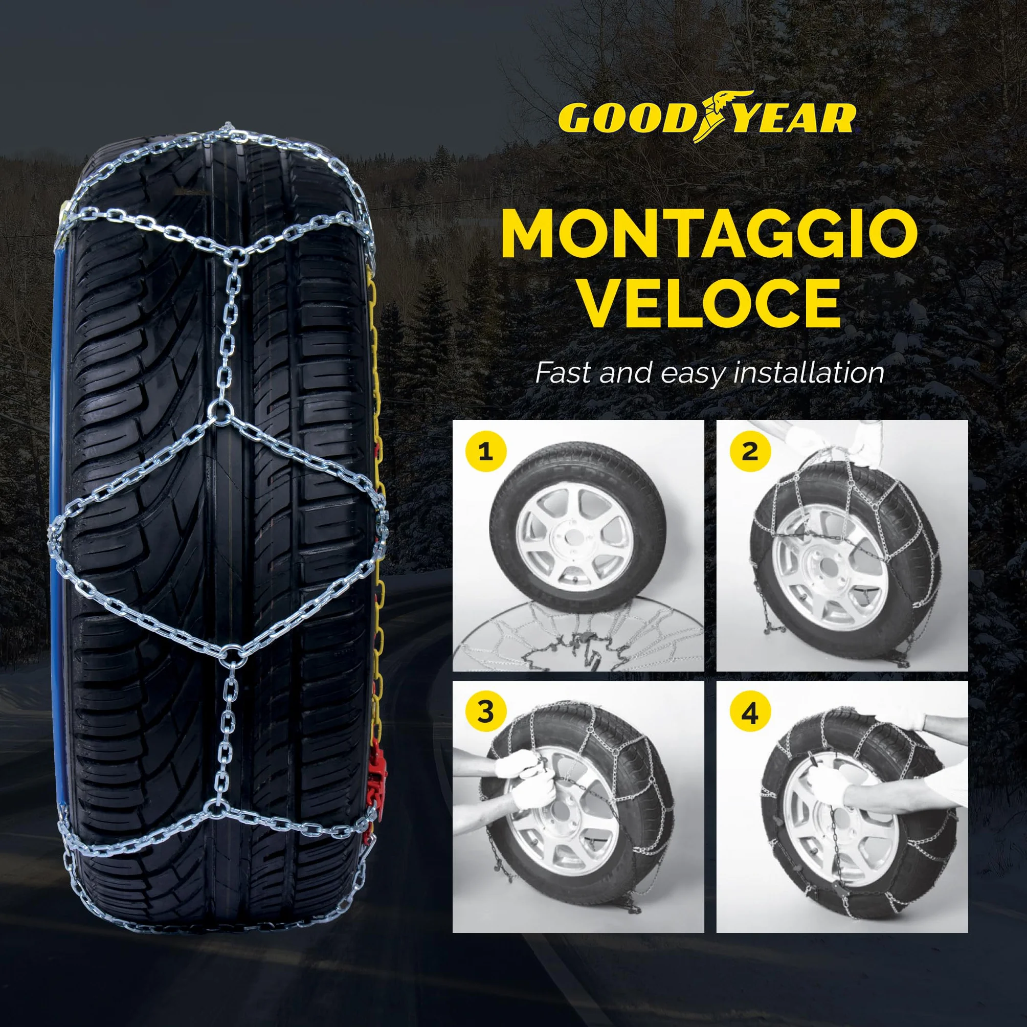 Goodyear G9 Catene neve auto 9 mm a rombo Misura 120 Omologate TUV GS