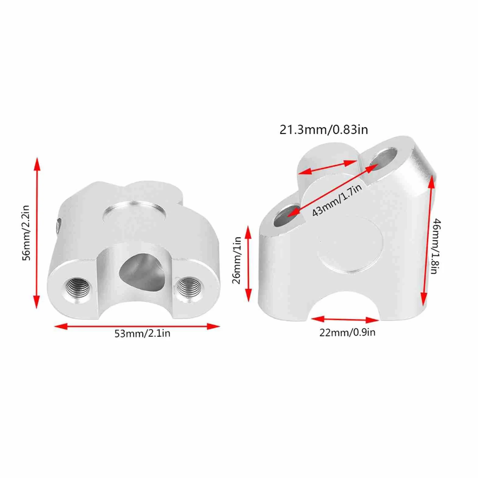 Riser manubrio-Duokon 22mm Universale Manubrio Moto Riser CNC CNC ad alta densità in lega di alluminio Manubrio Morsetto Back Move Mount Adapter(Chrome)