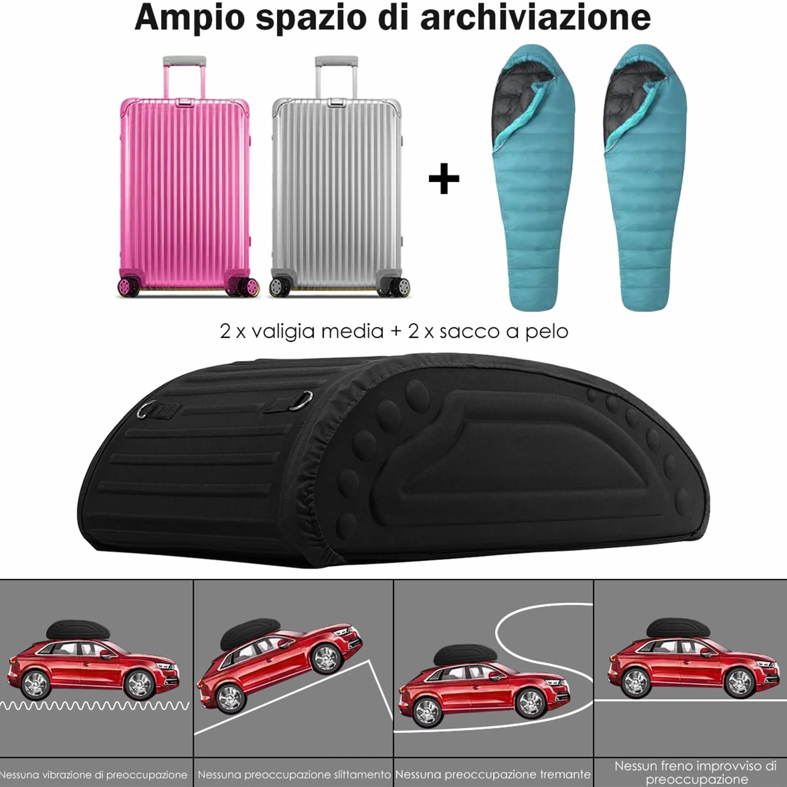 COSTWAY Borsa da Tetto per Auto Impermeabile 14Cu.Ft/400L, Box Tetto Universale Pieghevole con Borsa+ 4 Cinghie Rinforze+ 4 Ganci, Portabagagli per Tutti i Veicoli con/senza Barre Portapacchi