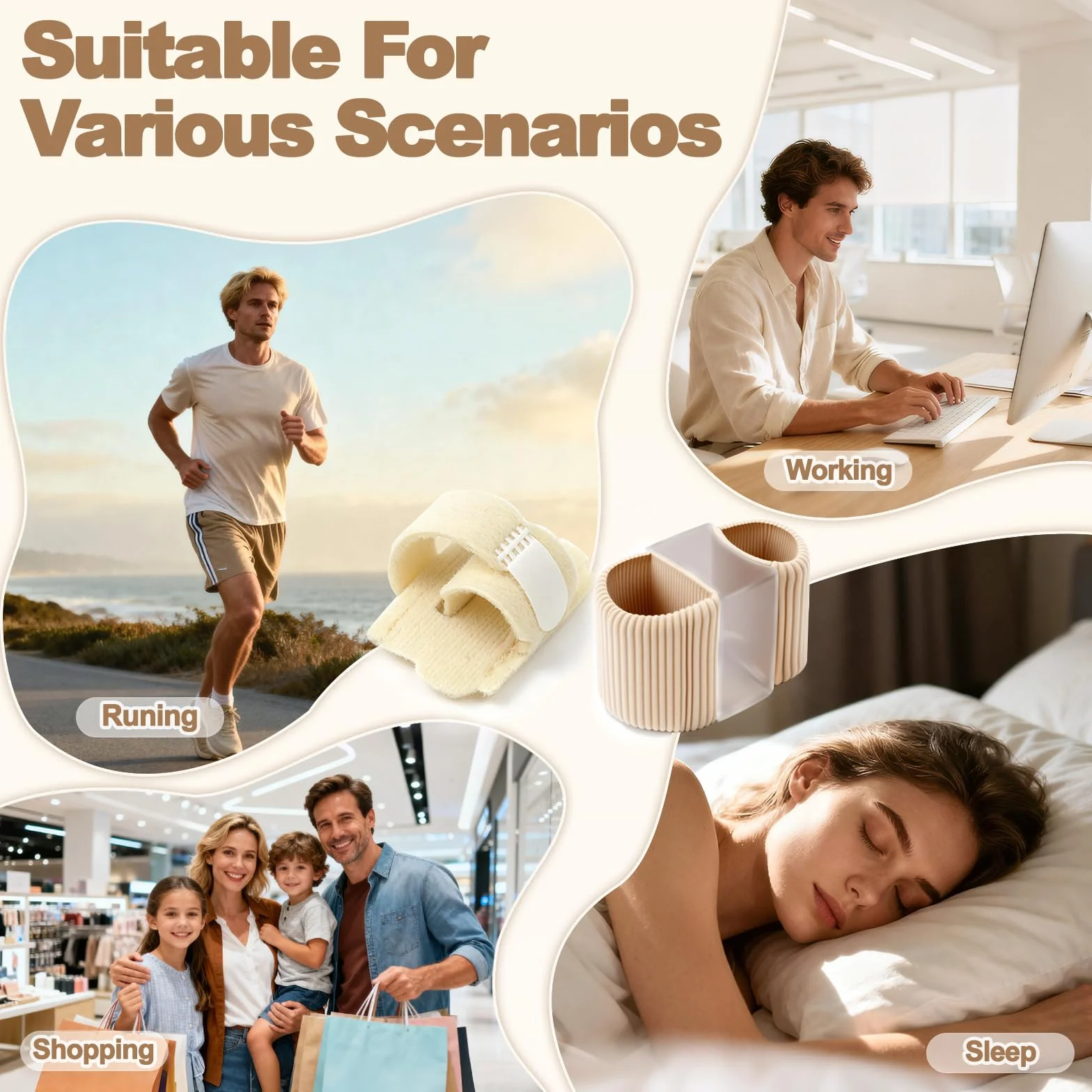 Separatore dita Piede Silicone, Correttore Alluce Valgo Dito a Martello, 4 Pezzi Donna Uomini