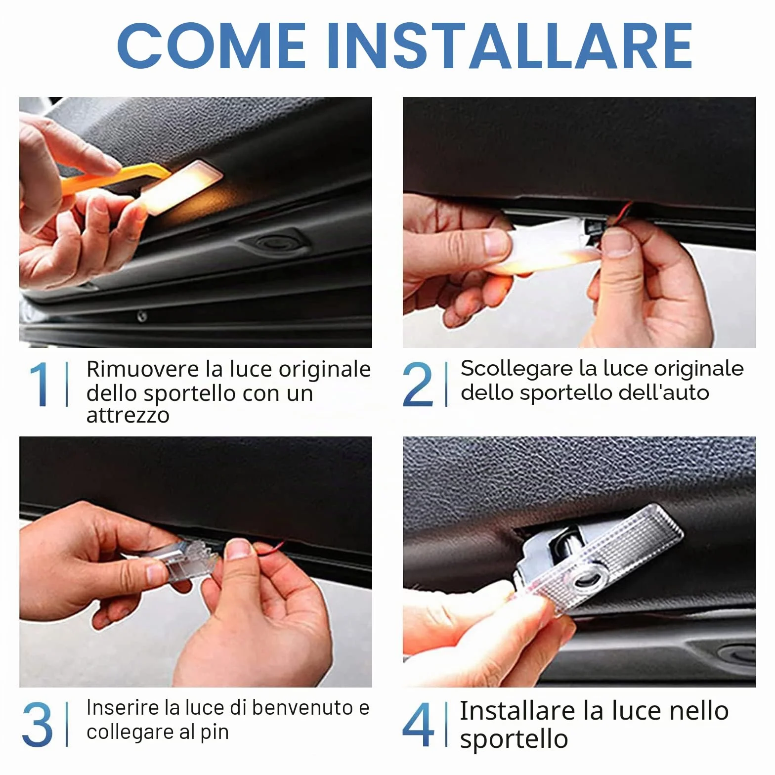 Luci Proiettore Porta LED per A1/A3/A4/A5/A6/Q3/Q5/Q7/A7/A8/R8/TT, Illuminazione d'Ingresso Auto