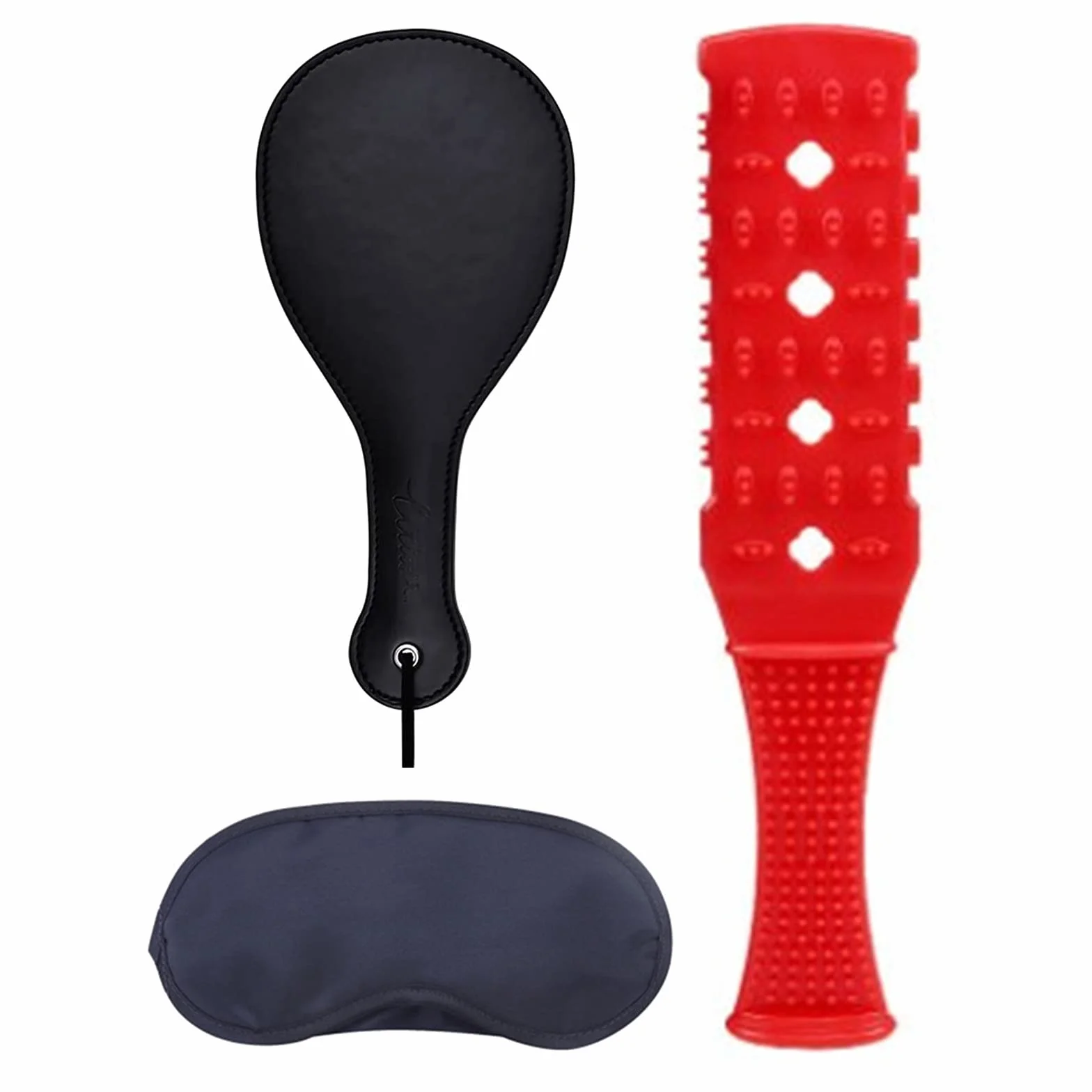 Frisky SM Paddle in Pelle Sessuale Rosso Ampio con Maschera Occhio Giocattoli Sesso Coppie