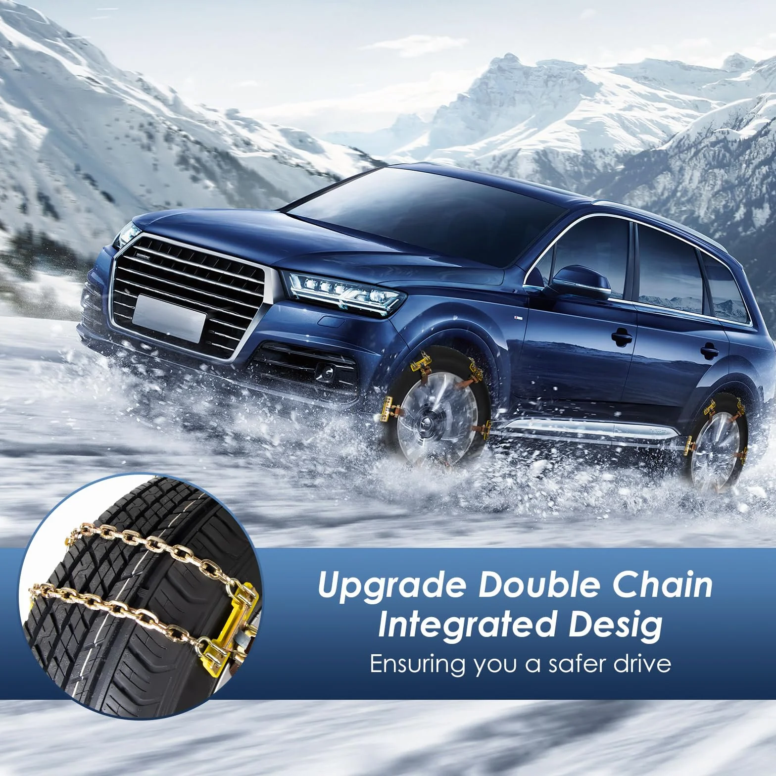 6 Pezzi Catena da Neve per Auto Ninonly Universali Catene Auto di Emergenza Antiscivolo Catene da Neve Facili da Montare per Qualsiasi Pneumatico con Grandezza Compresa fra 165mm-265mm