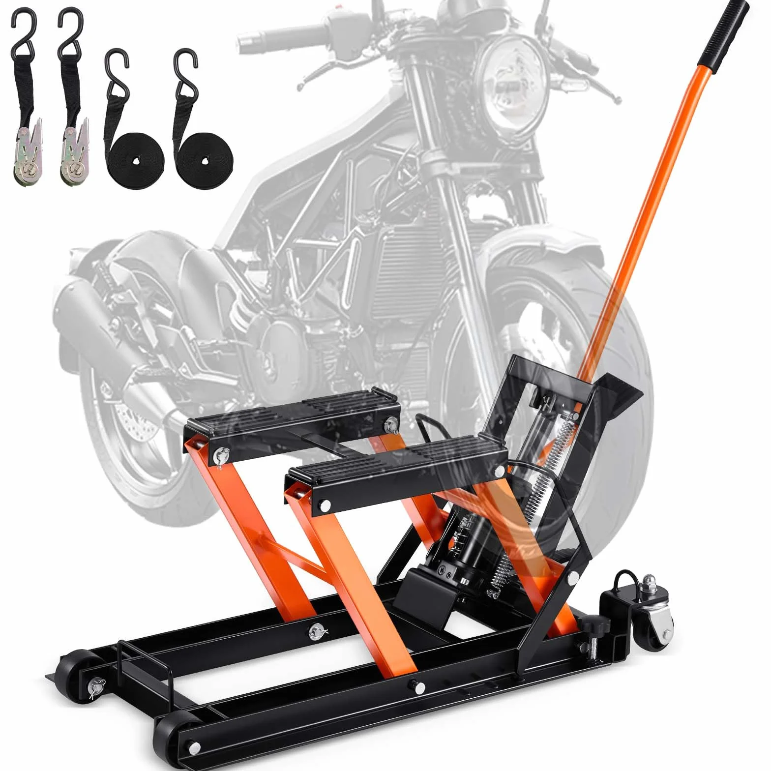 VEVOR Sollevatore Idraulico Moto Bici ATV da Officina 700kg Altezza Regolabile 12-38,5cm con Ruote