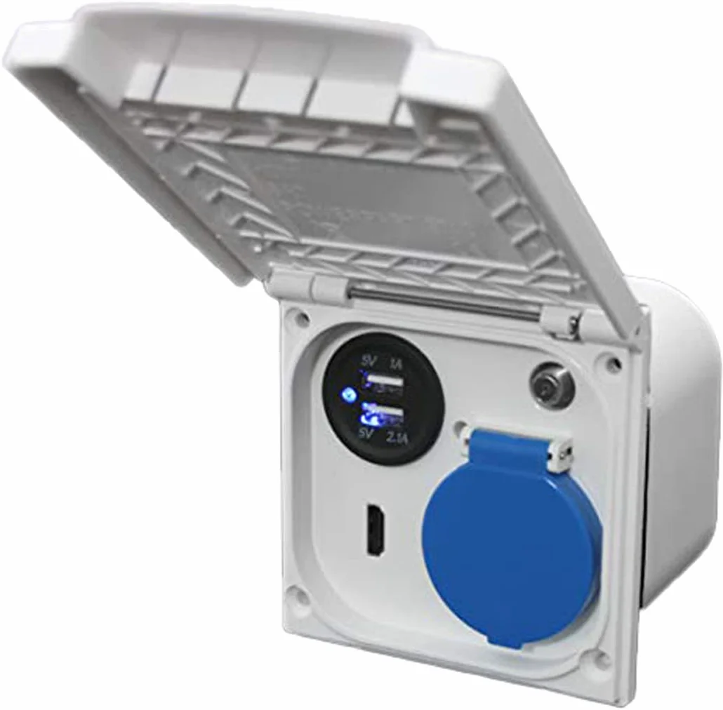 Schuko Presa per esterni multifunzione 220V 230V 12V USB HDMI