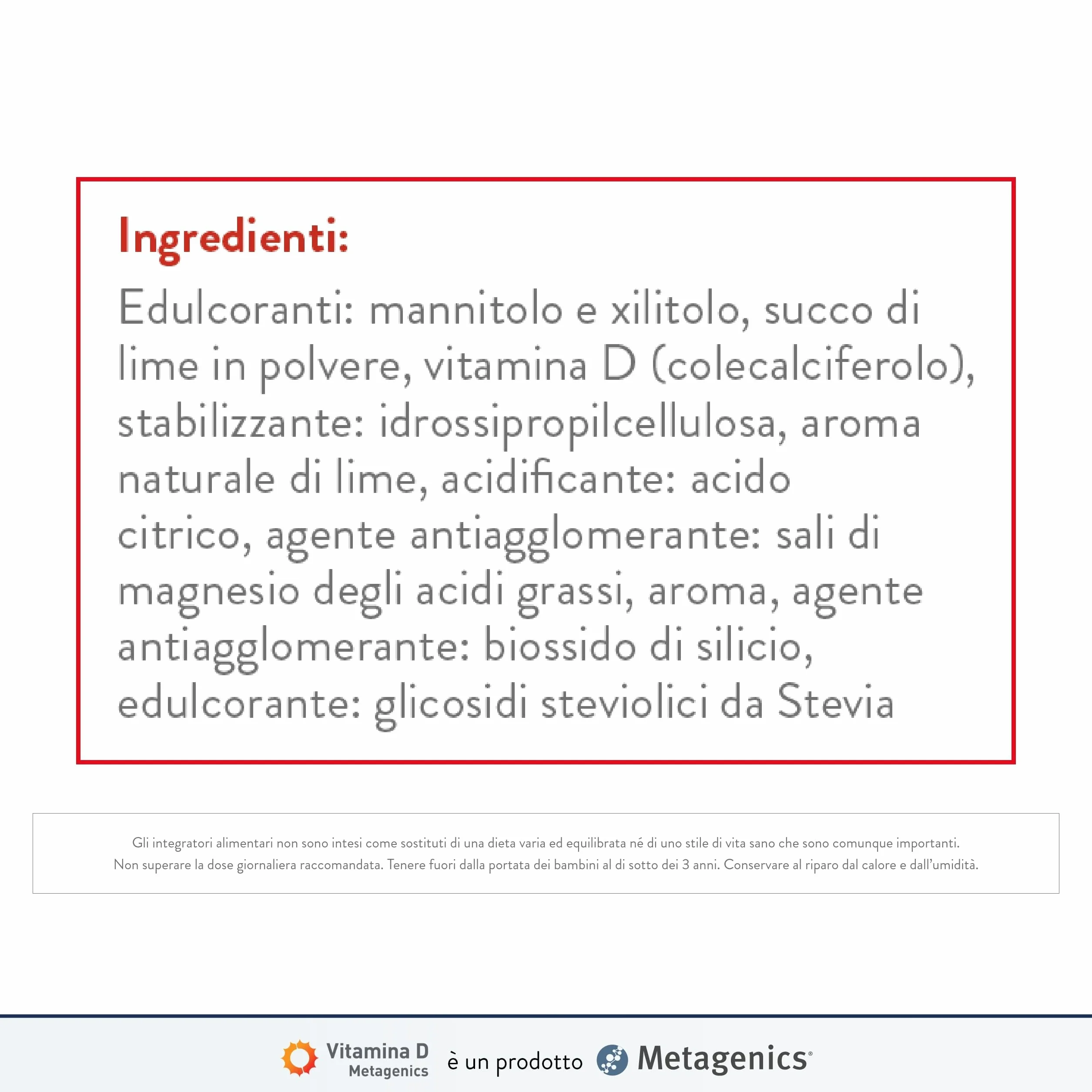 Metagenics Vitamina D 2000 U.I. 168 Compresse Masticabili Integratore per Sistema Immunitario e Supporto a Ossa, Denti e Muscoli