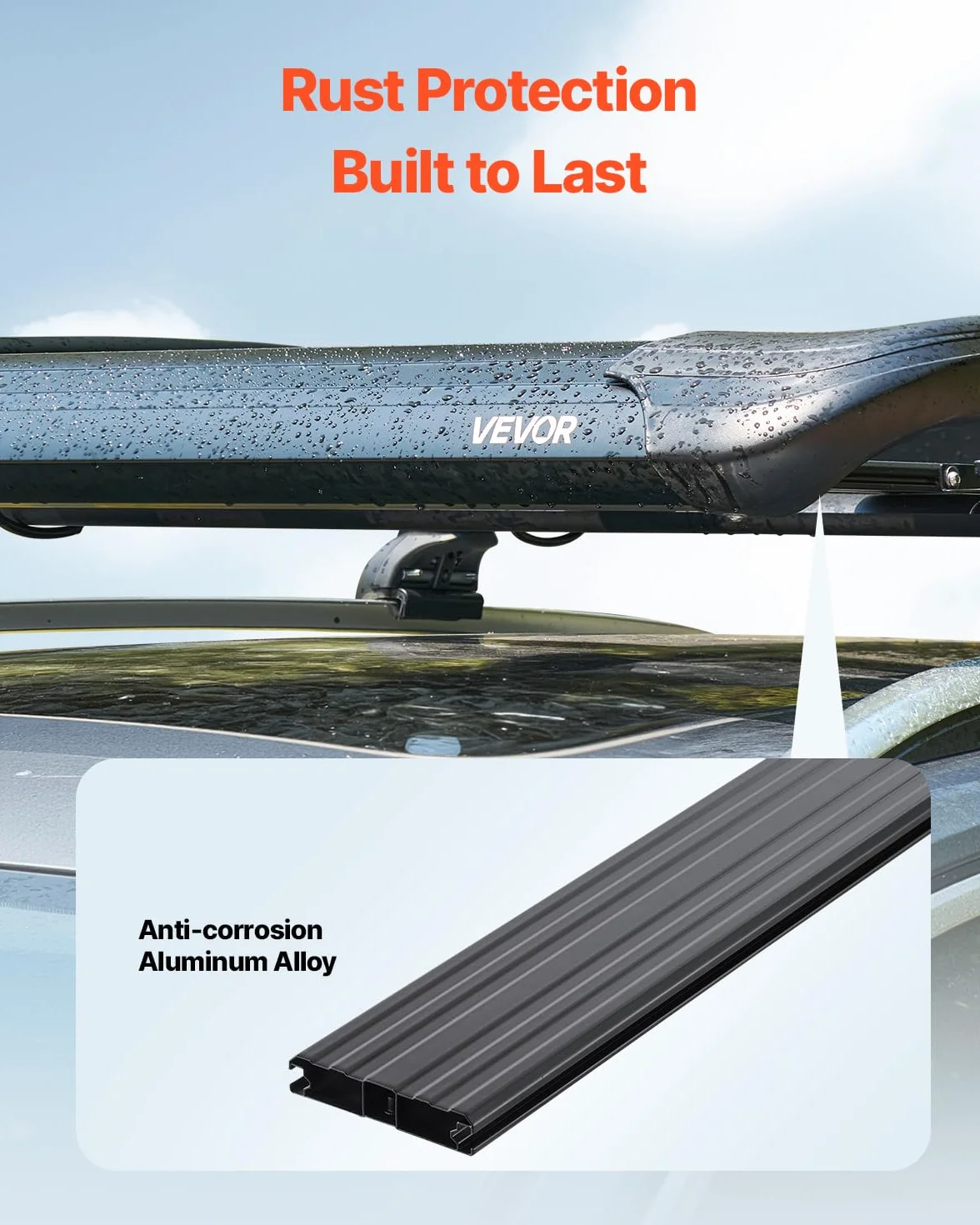 VEVOR Portapacchi da Tetto, Portabagagli Durevole da Tetto per Auto con Capacità 68 kg, Recinzione, Acciaio Legato Antiruggine, Carenatura Antivento, per Auto SUV 1216 x 1020 x 142 mm
