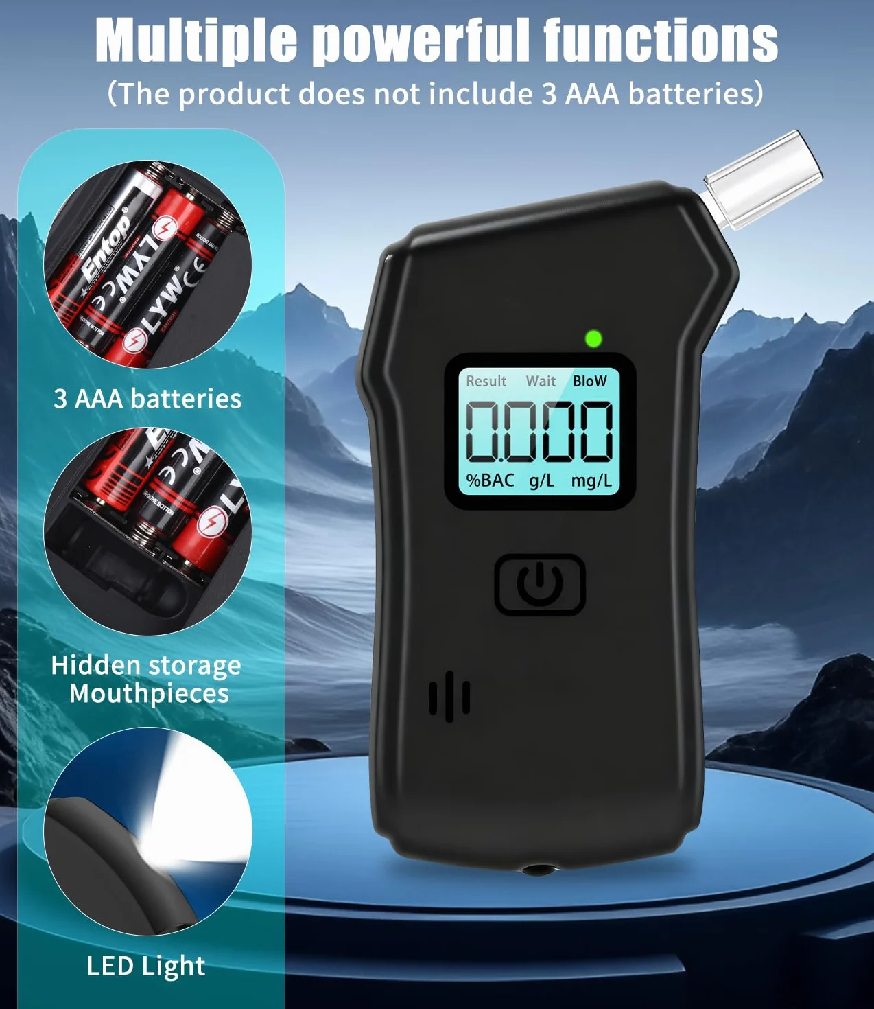 Etilometro Digitale Certificato con Schermo LCD, Alcol Test Portatile, Custodia Fibra di Carbonio