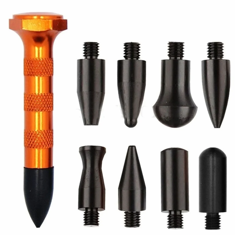 GS - Set di 10 Strumenti per la rimozione di ammaccature Senza Vernice per carrozzeria dell'auto, in Alluminio, con Testa a Testa Battuta, Kit di Riparazione per ammaccature