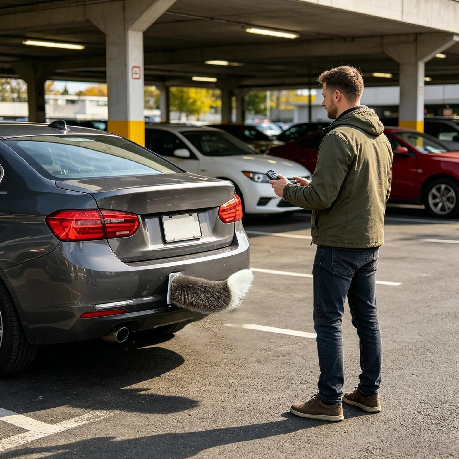 Coda Mobile Elettrica con Telecomando | Coda Scodinzolante Telecomandata Ricaricabile Decorazione Realistica Carina,Decorazione per Esterni Auto | Per Camper SUV Moto Viaggi Casa Vacanze Feste Di Comp