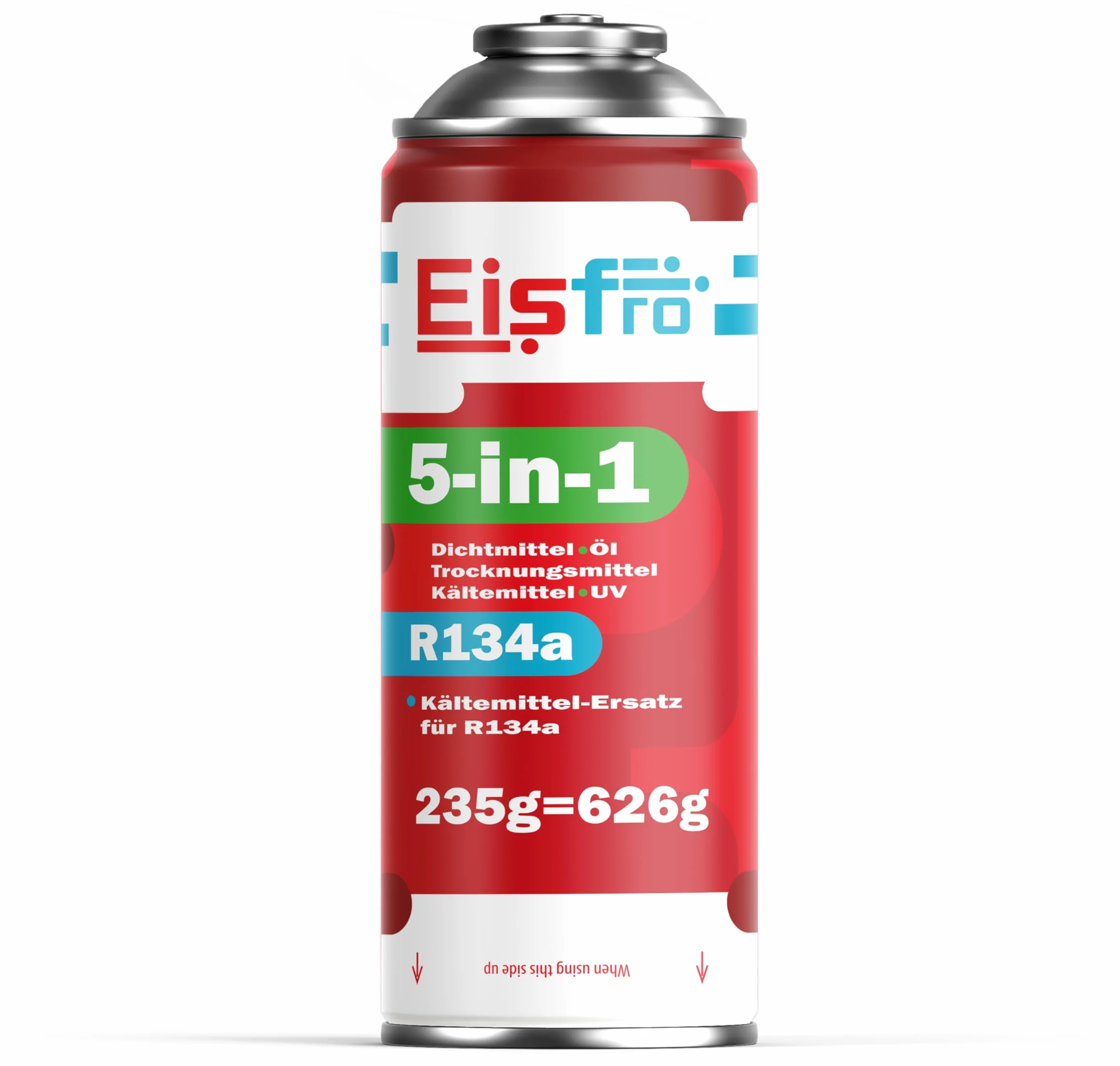 5-in-1 – 2x gas R134a con olio + 2x refrigerante R134a 5-in-1 XL 235 g per confezione, per climatizzatori auto con olio, sigillante, tracciante UV e disidratante + tubo