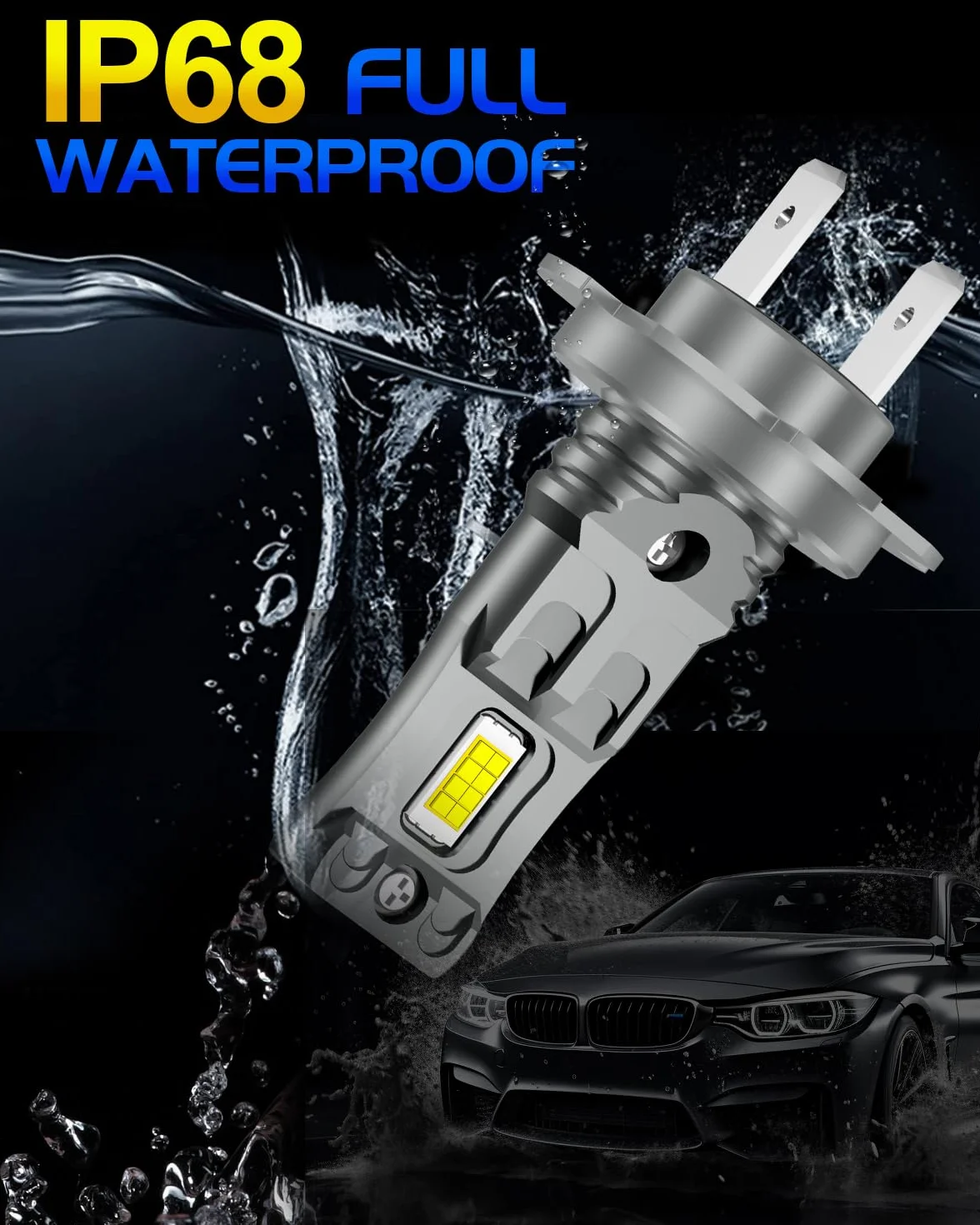 Lampadina H7 LED AUXIRACER 6500K 600% 12V 100W Auto, Abbagliante e Anabbagliante, Sostituzione Alogeni e Xeno (2 Pezzi)