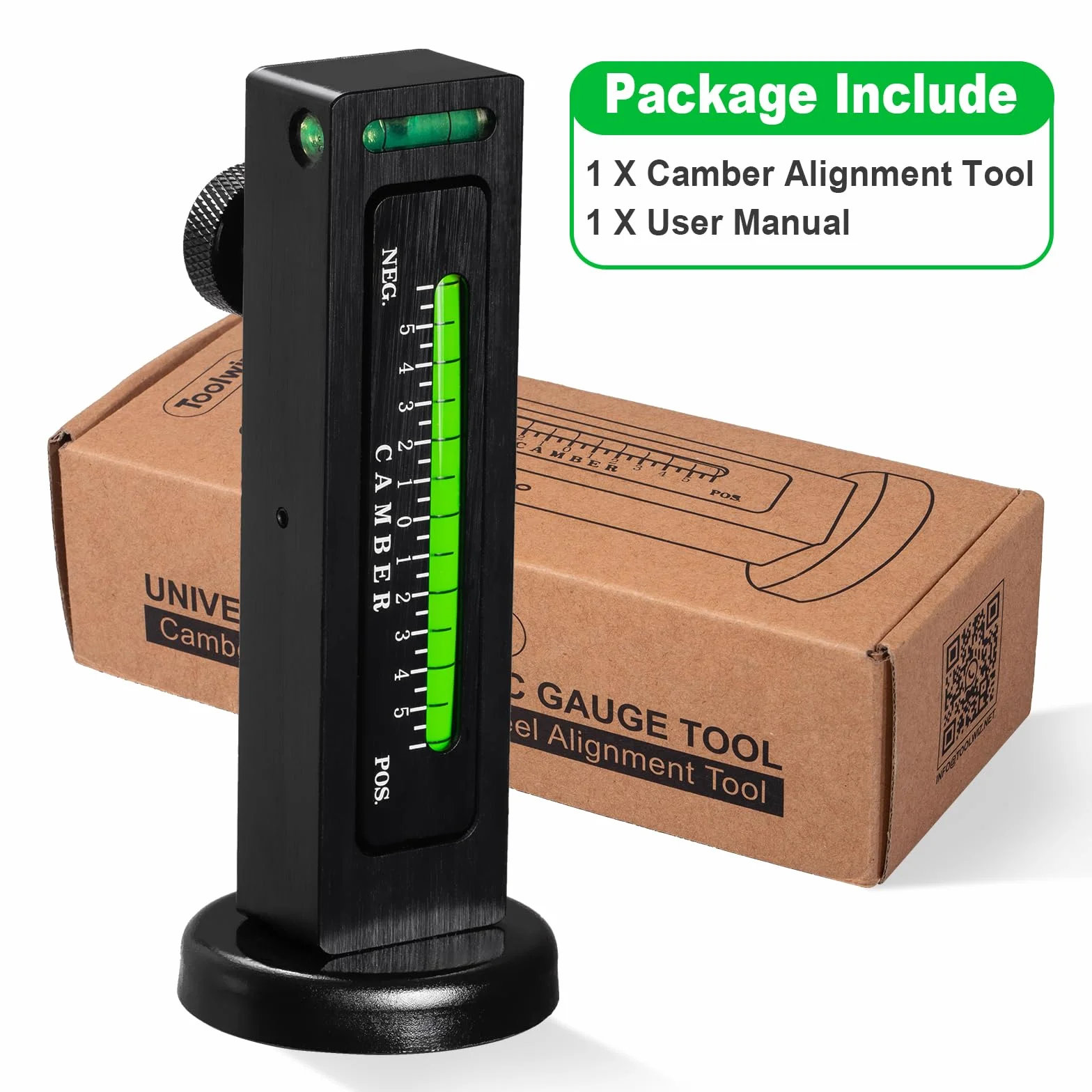 Toolwiz Calibro Magnetico Regolabile Nero per Allineamento Ruote Auto Camber Strumento