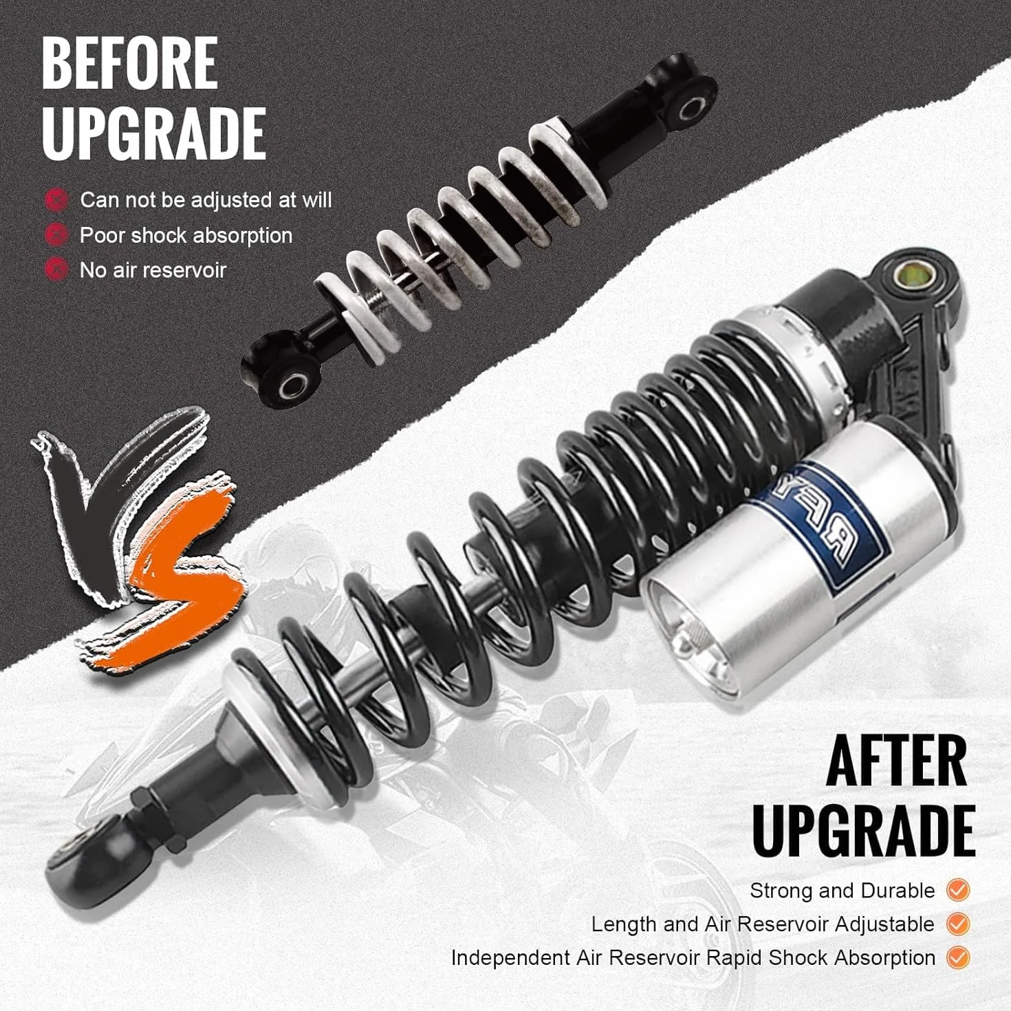 320mm 12.5 pollice 7mm Molla Universale Moto Ammortizzatori Posteriore Sospensione ATV Quad Scooter Dirt Bike Per CBR600 CBR400 CB500 YZF XC EXC XCF Nero Argento