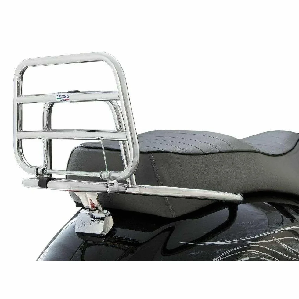 Portapacchi Cromato Posteriore compatibile con Vespa GTS 125 200 250 300 con ribaltina