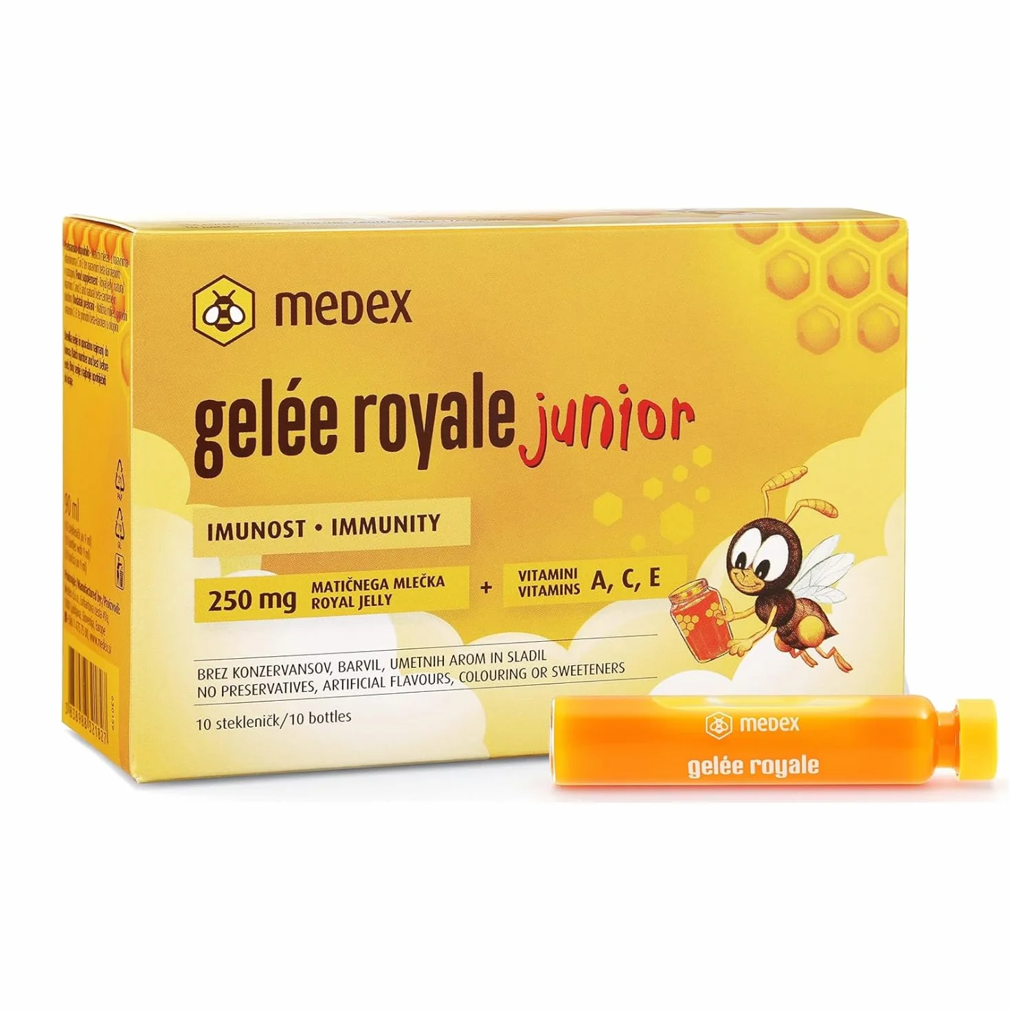 Medex Gelée Royale JUNIOR Pappa reale 250 mg vitamine naturali A C E liquido fiale 10x9 ml bambini 3+