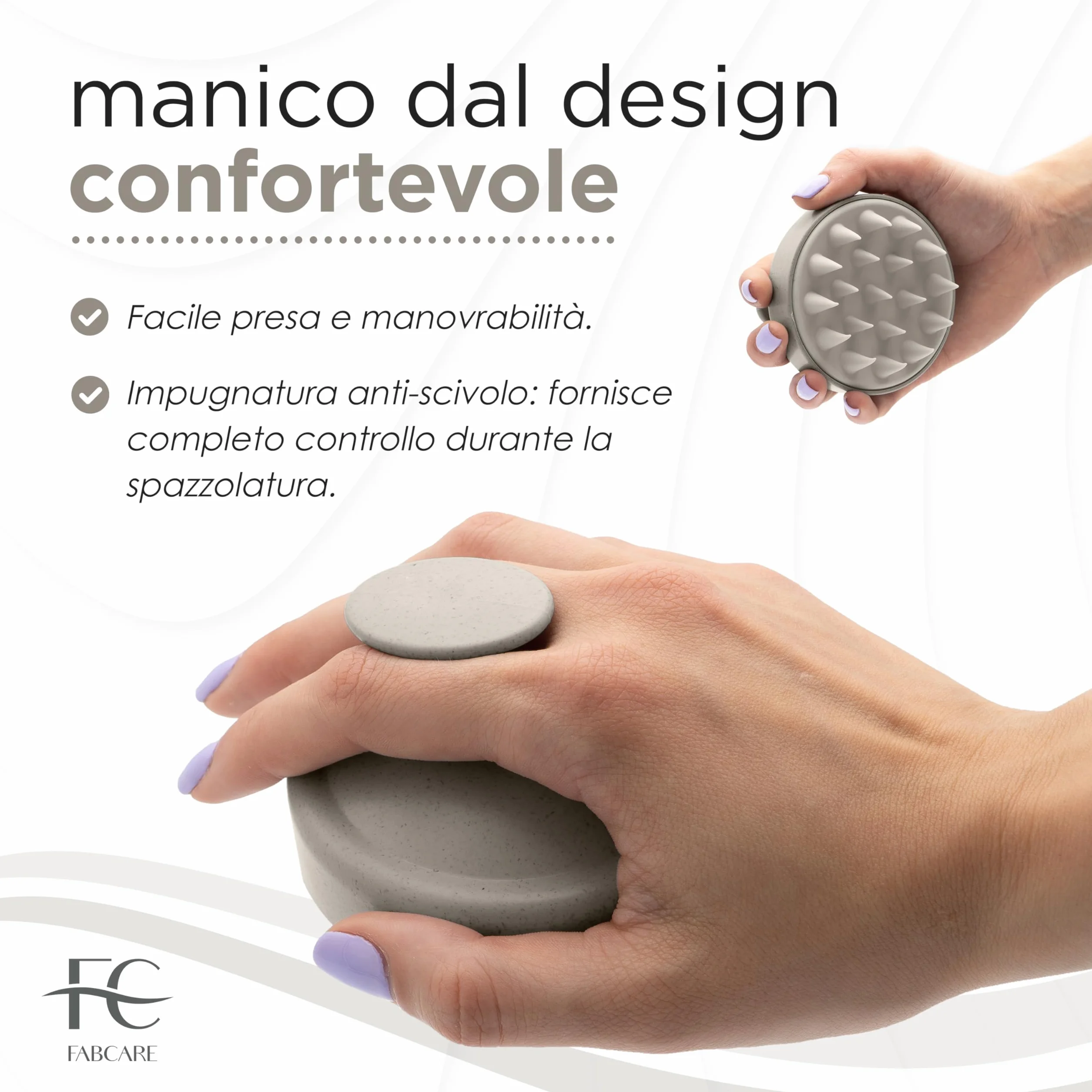 FABCARE Massaggiatore Cuoio Capelluto, Spazzola Massaggio in Silicone, Steli di Grano, Capelli Asciutti e Bagnati, Beige