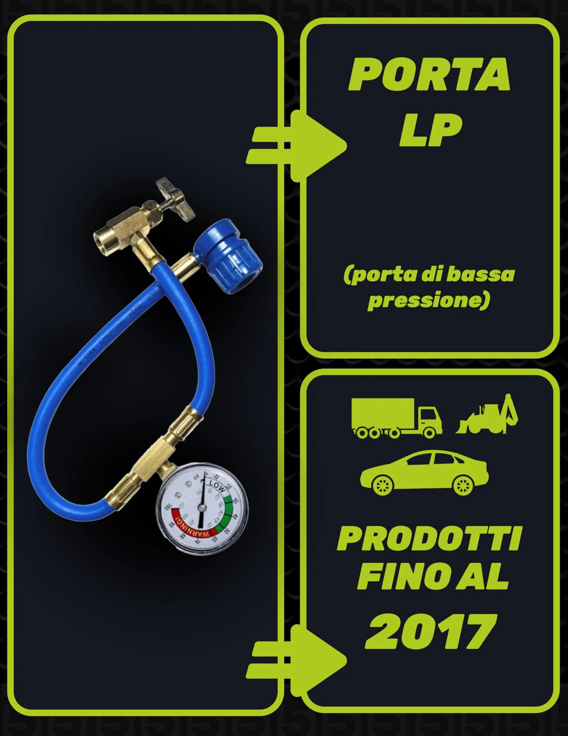 Tubo flessibile a pressione con manometro per l'auto-riempimento dell'aria condizionata dell'auto - Filettatura tipo A 1/2-16