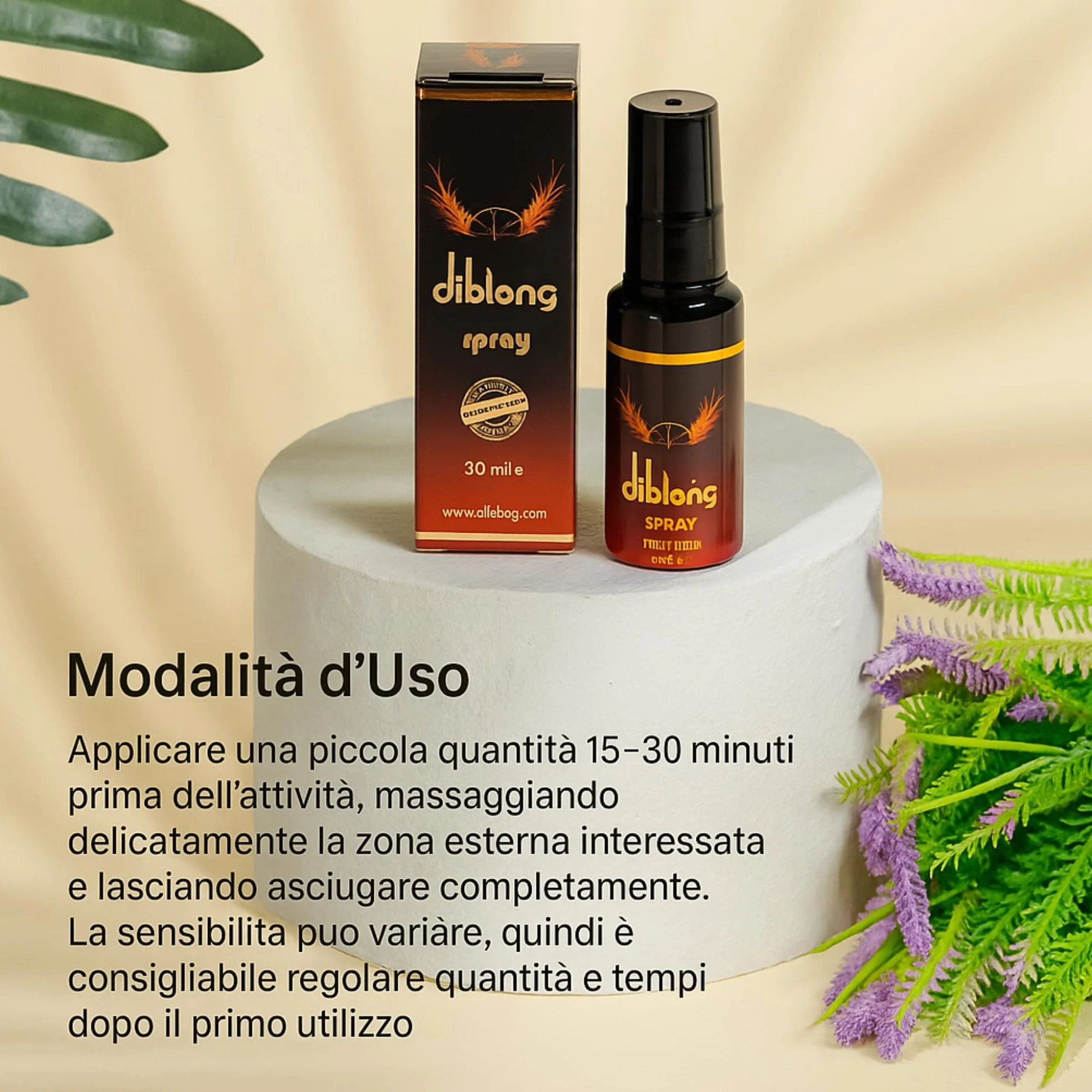 Afrodisiaco Spray Ritardante Erboristico Diblong 30ml Formula Naturale per Supporto nel Tempismo