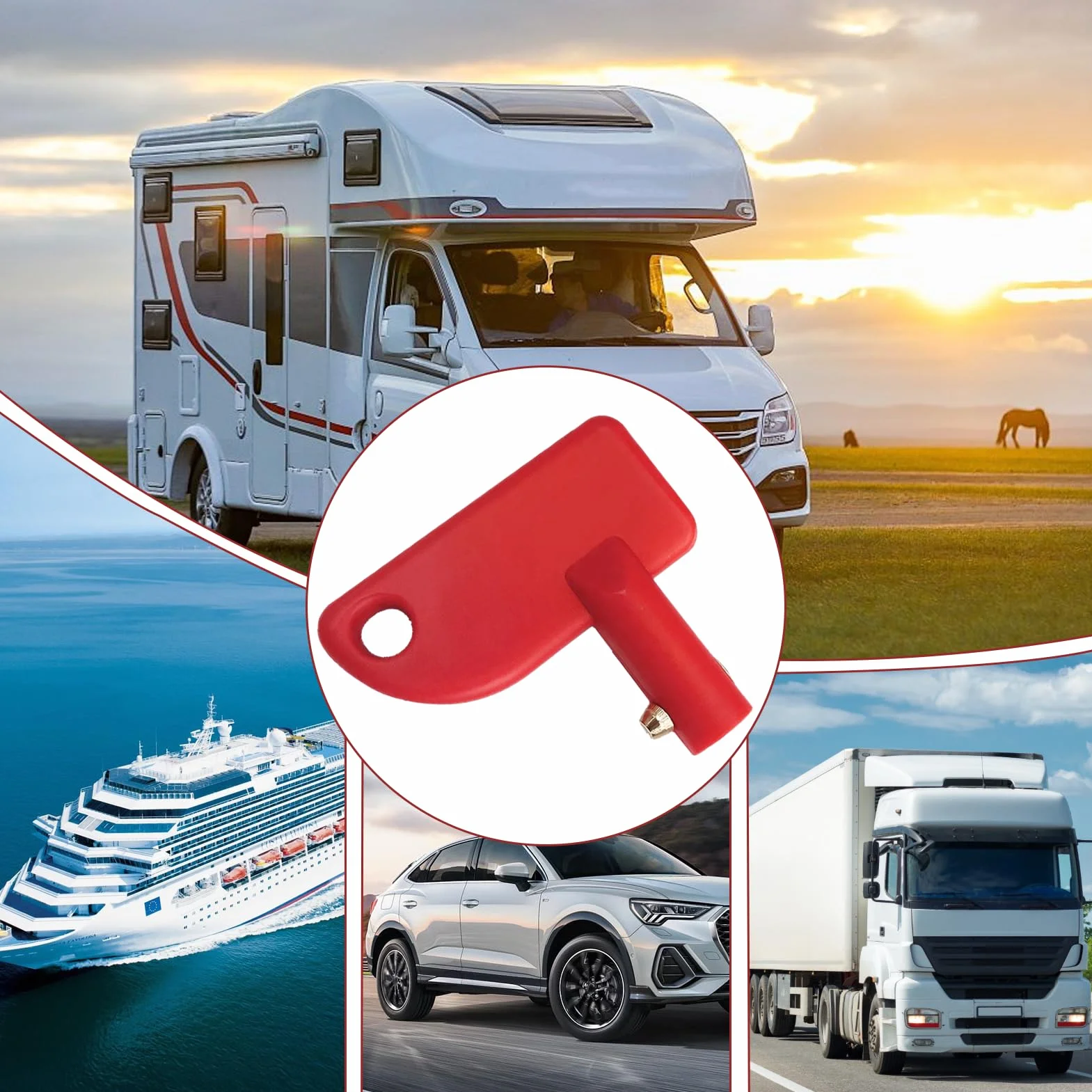 Set di 4 chiavi di ricambio per interruttore principale, interruttore universale per batteria, rosso, per auto, camper, camion e barche