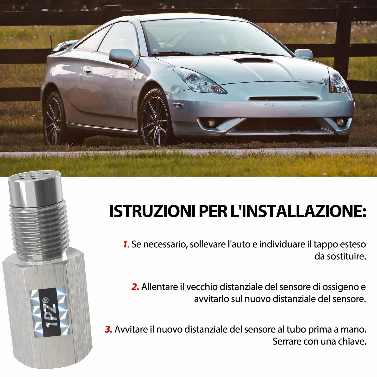 1PZ MI8-PI5 M18x1,5 Sensore Ossigeno Adattatore Distanziatore Estensore Auto Acciaio Inossidabile