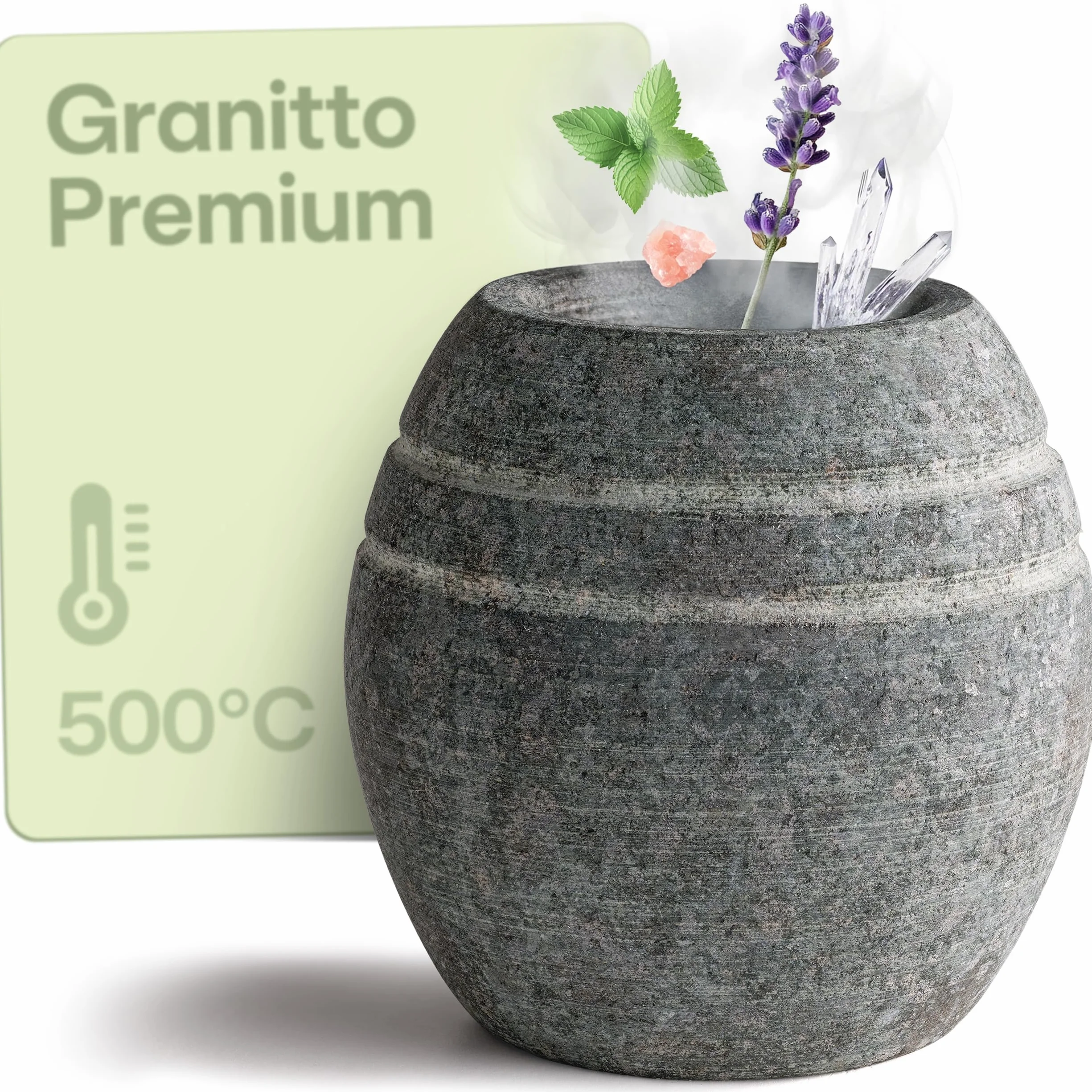 Praknu Uovo per sauna in granito robusto – Ciotola per infusi e oli – Formato compatto