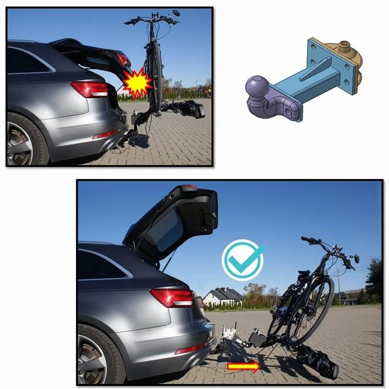 Prolunga gancio traino 250 mm inclinabile universale per portabici